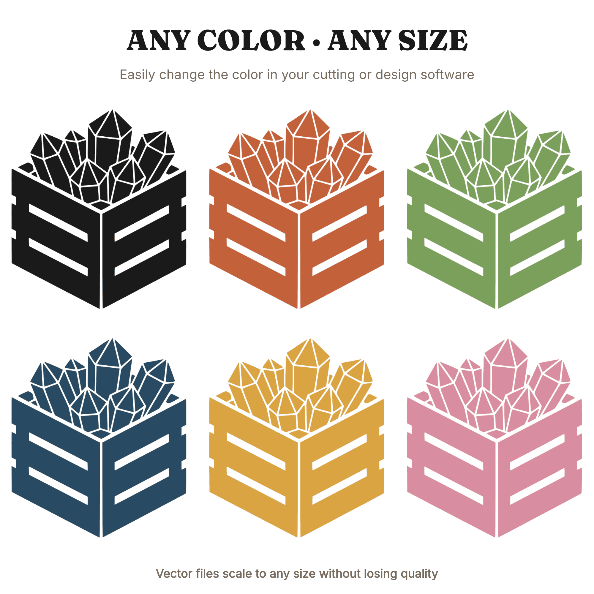 Amethyst Crystal Crate Corner SVG PNG, Rustic Farmhouse Decor Cut File, Geometric Crystal Design, view 2