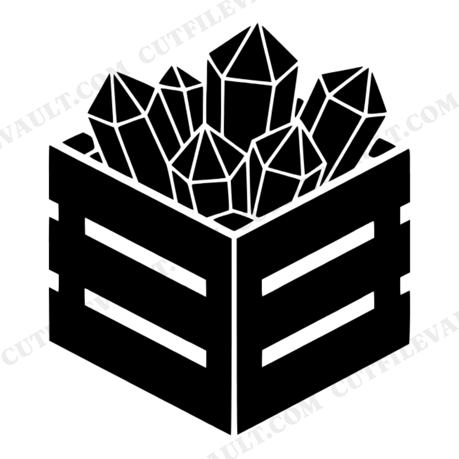 Amethyst Crystal Crate Corner SVG PNG, Rustic Farmhouse Decor Cut File, Geometric Crystal Design, view 1