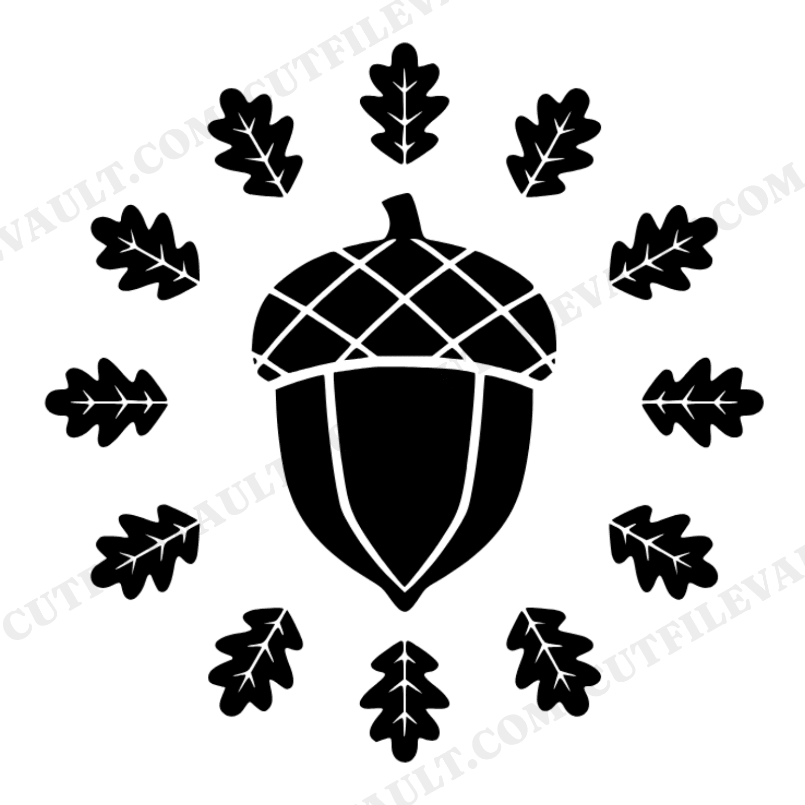 Art Deco Acorn SVG PNG Wax Seal Woodland Emblem Cut File for Nursery Wall Art Growth Chart, view 1