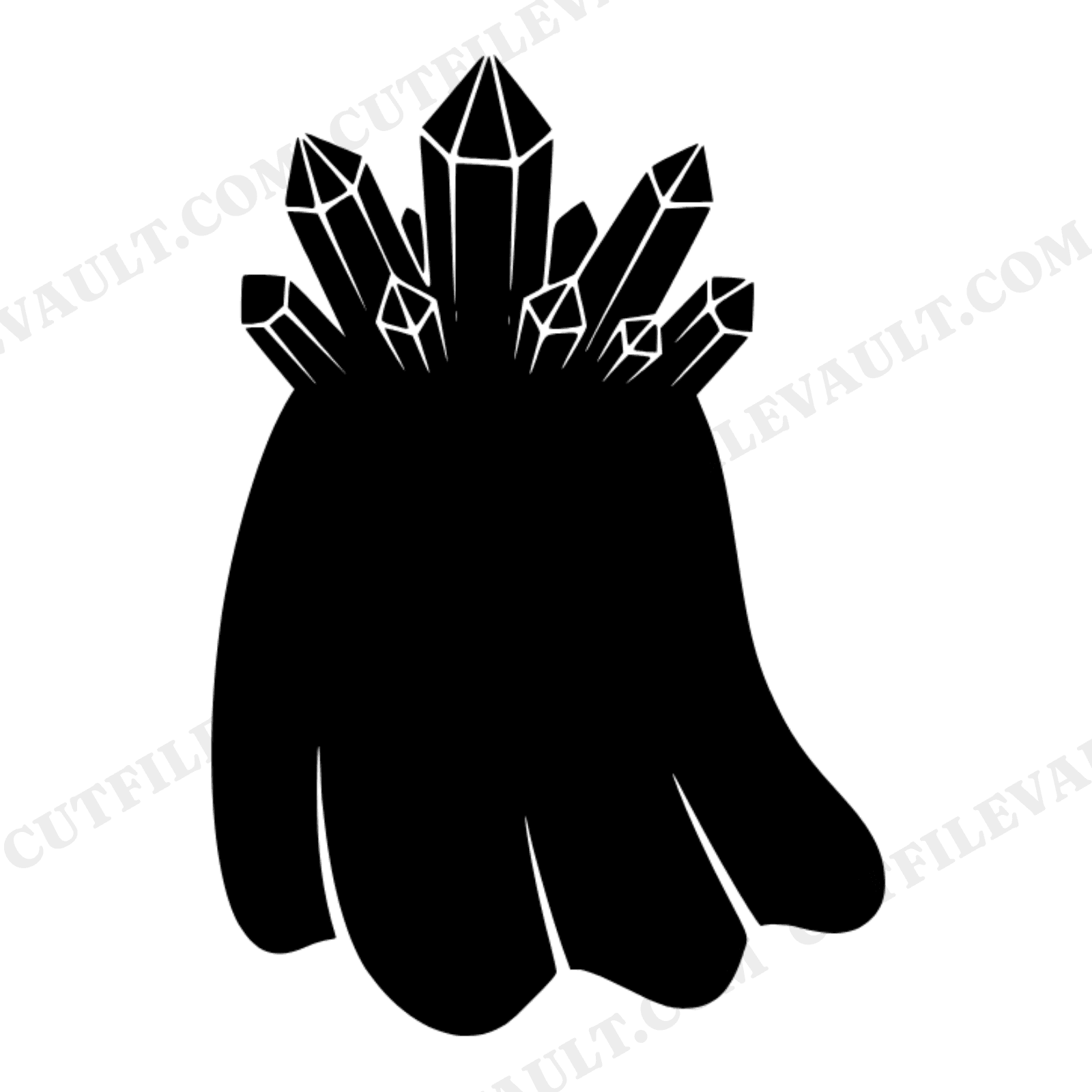Crystal Crown Ghost SVG PNG, Kawaii Halloween Silhouette Cut File, Mystical Geometric Design, view 1