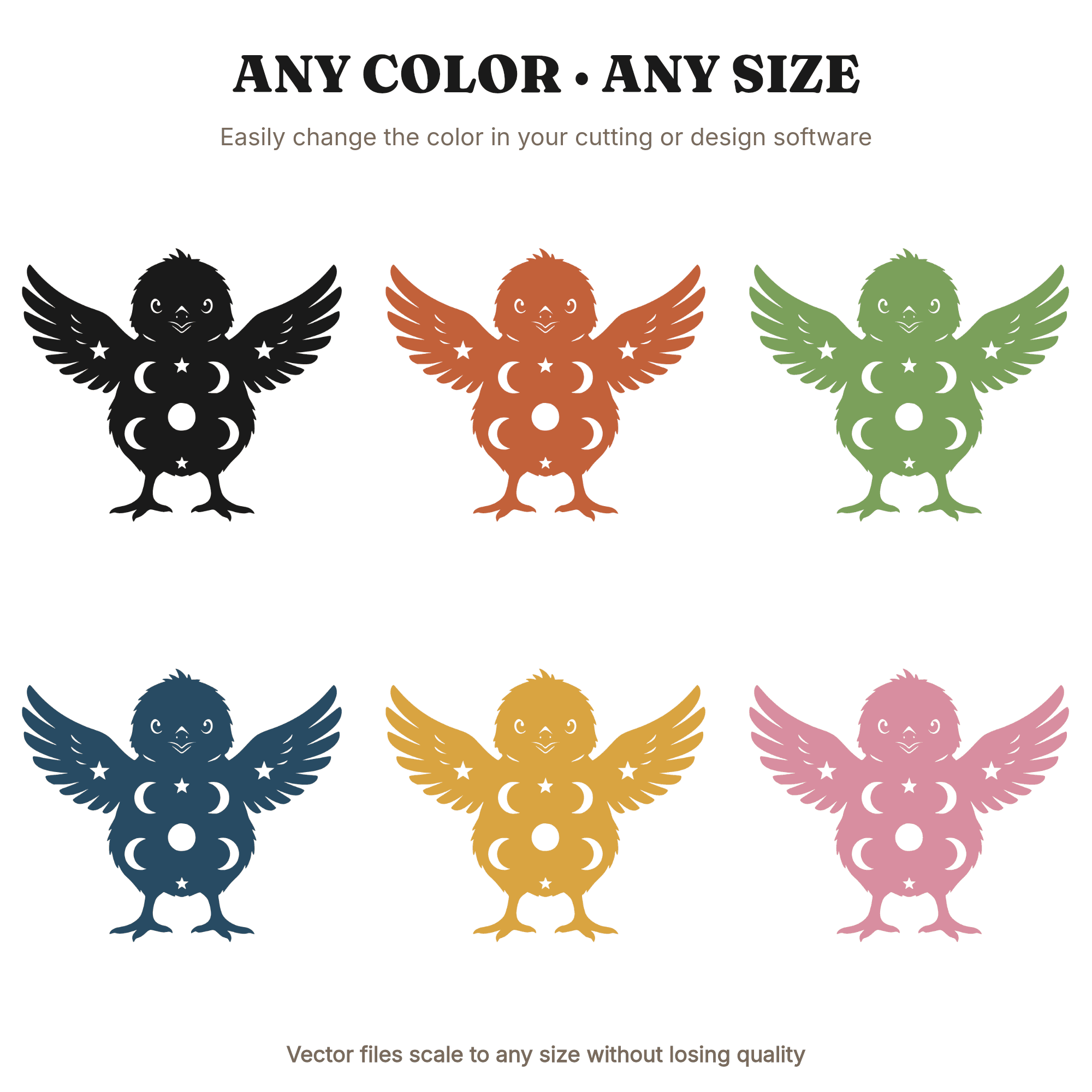 Celestial Baby Chick SVG PNG, Moon and Stars Chick Cut File, Mystical Easter Nursery Design, view 2