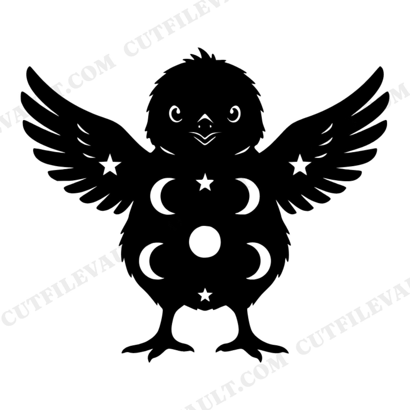 Celestial Baby Chick SVG PNG, Moon and Stars Chick Cut File, Mystical Easter Nursery Design, view 1