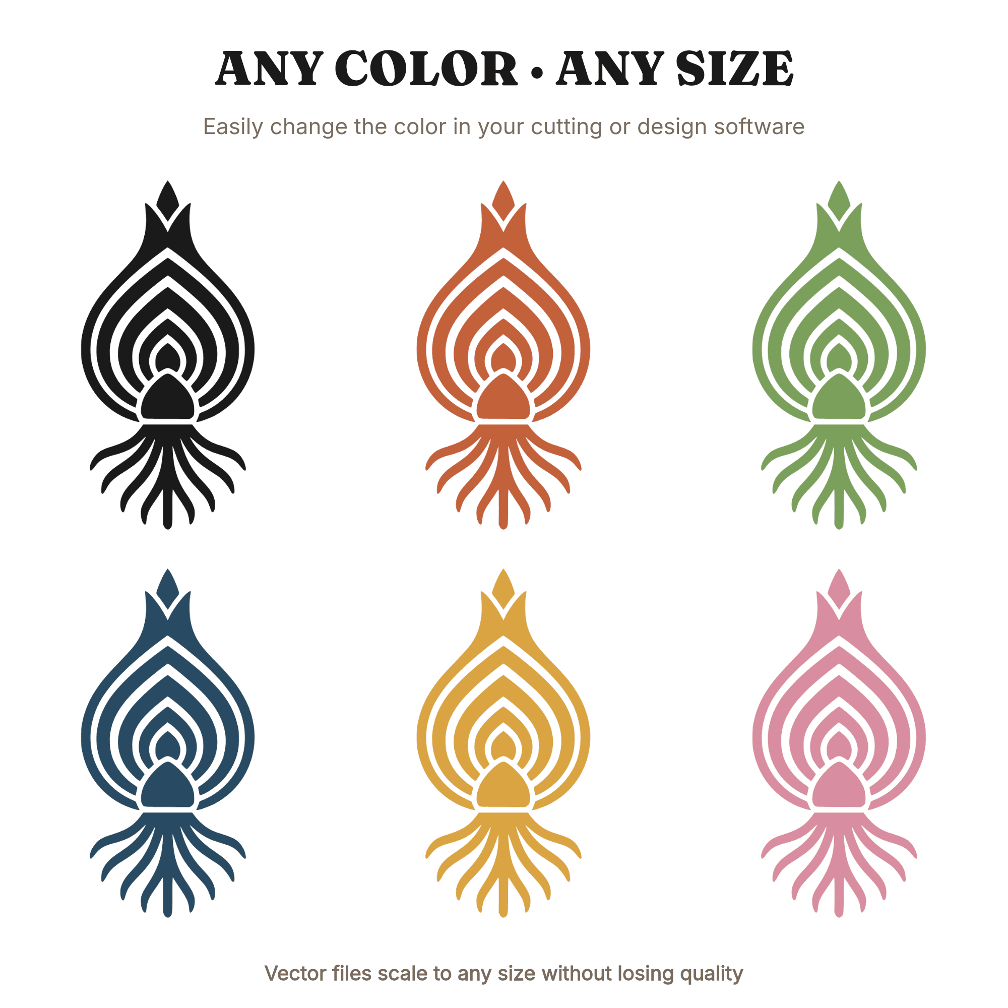Easter Tulip Bulb Cross Section SVG PNG, Botanical Diagram Art Deco Geometric Cut File, view 2