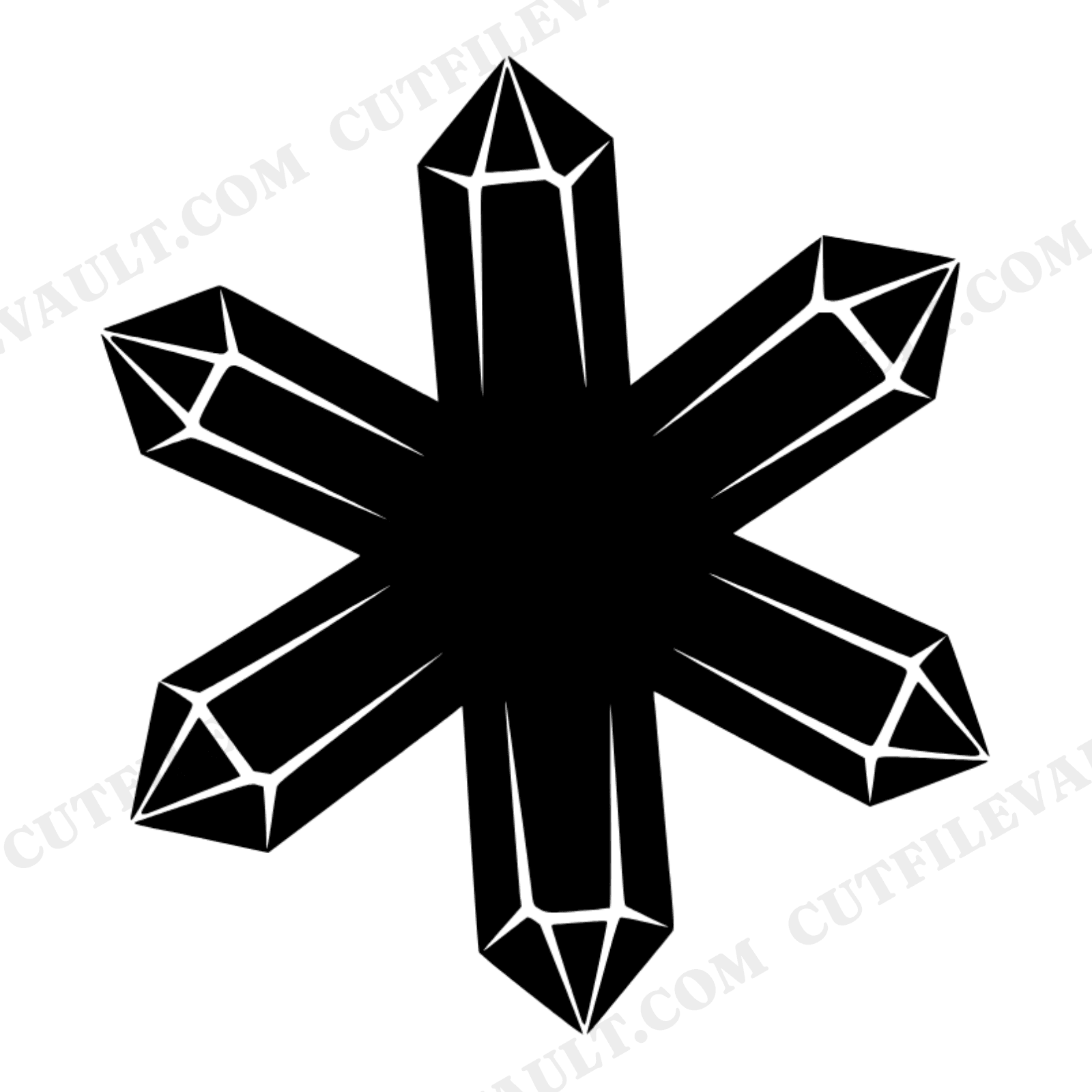 Crystal Cluster Star SVG PNG, Overhead Mineral Formation Cut File, Geometric Mystical Design, view 1