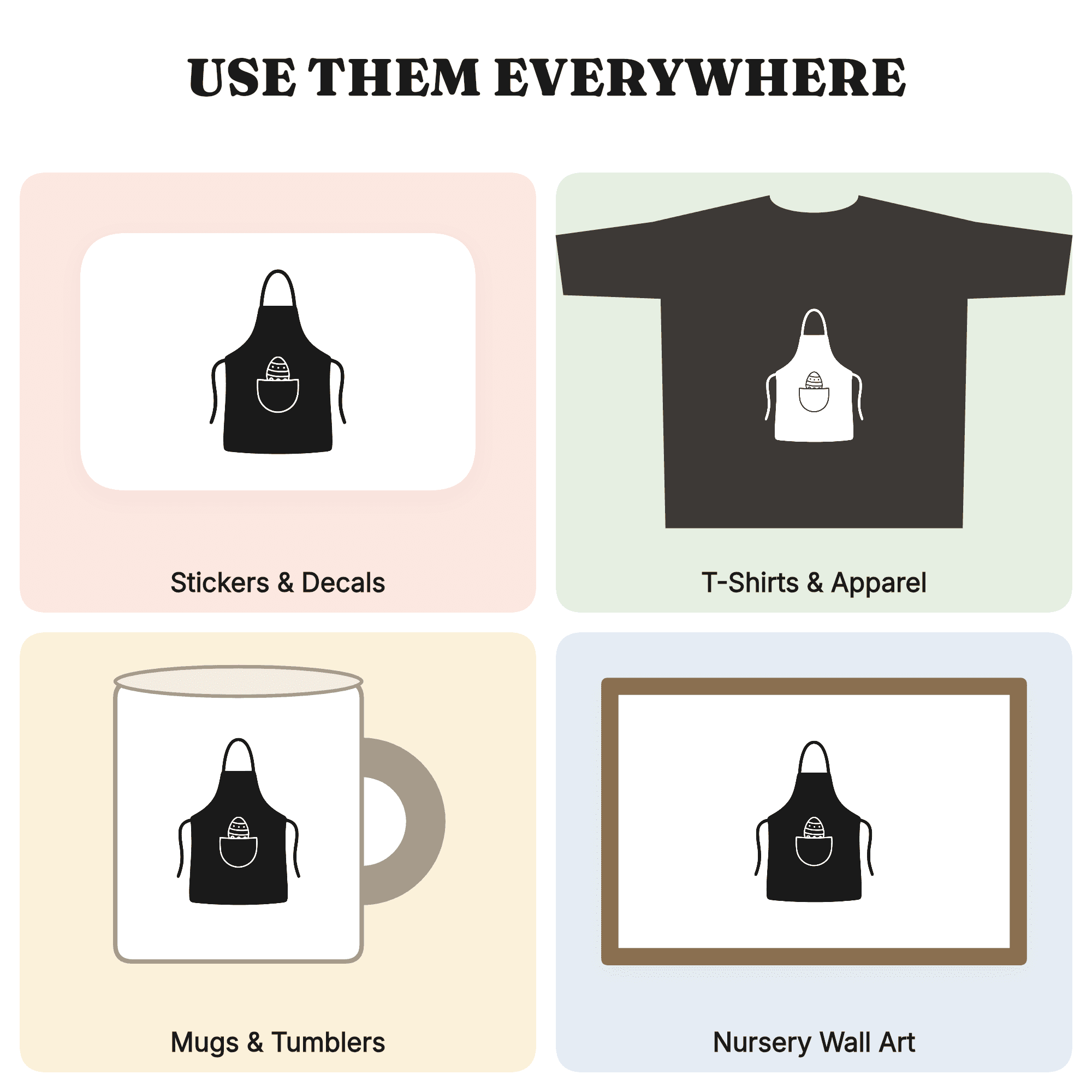 Nordic Baker Apron with Easter Egg SVG PNG, Spring Kitchen Cut File, Scandinavian Baking Design, view 3