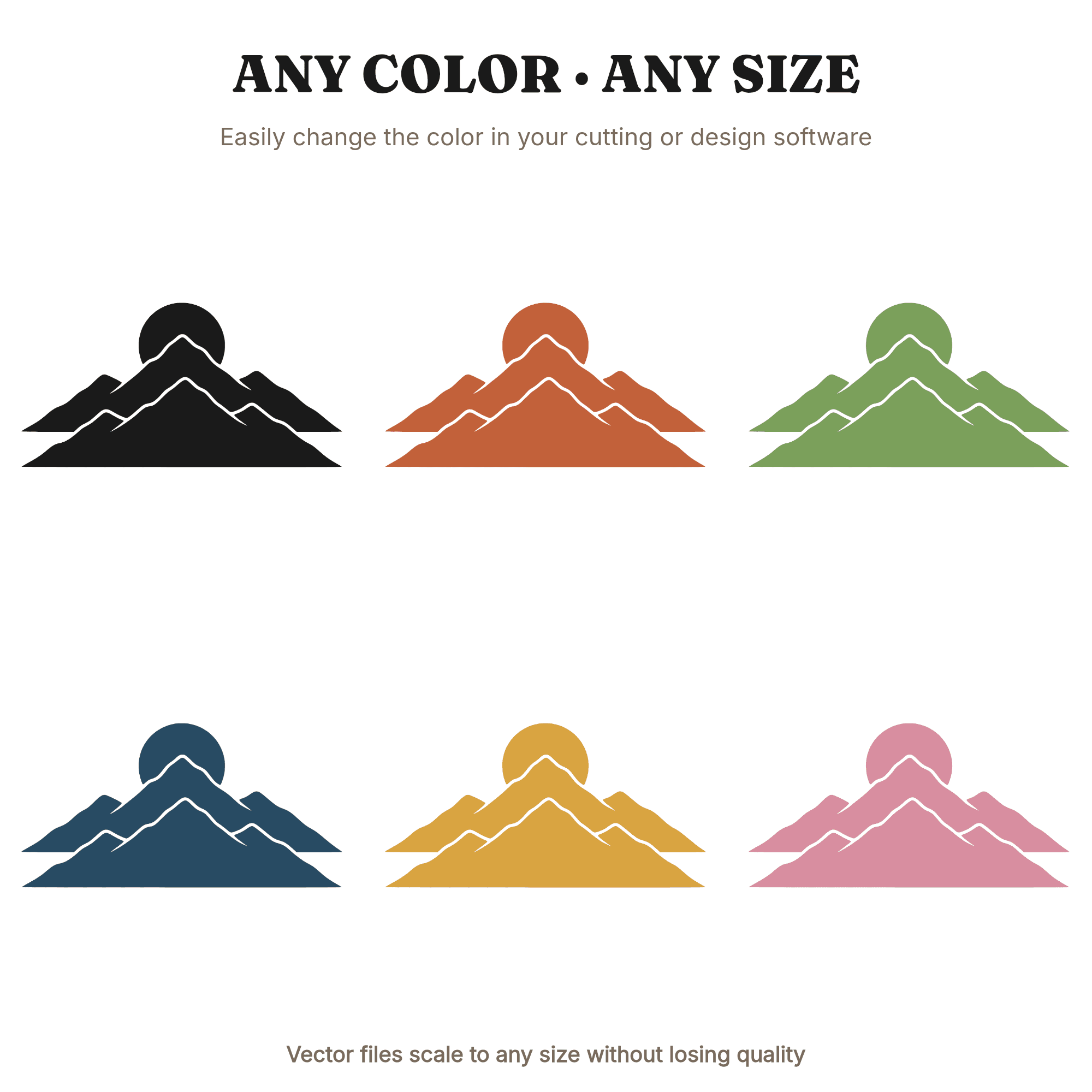 Autumn Equinox Layered Mountain Sunrise SVG PNG, Boho Nature Silhouette Cut File for Vinyl Crafts, view 2