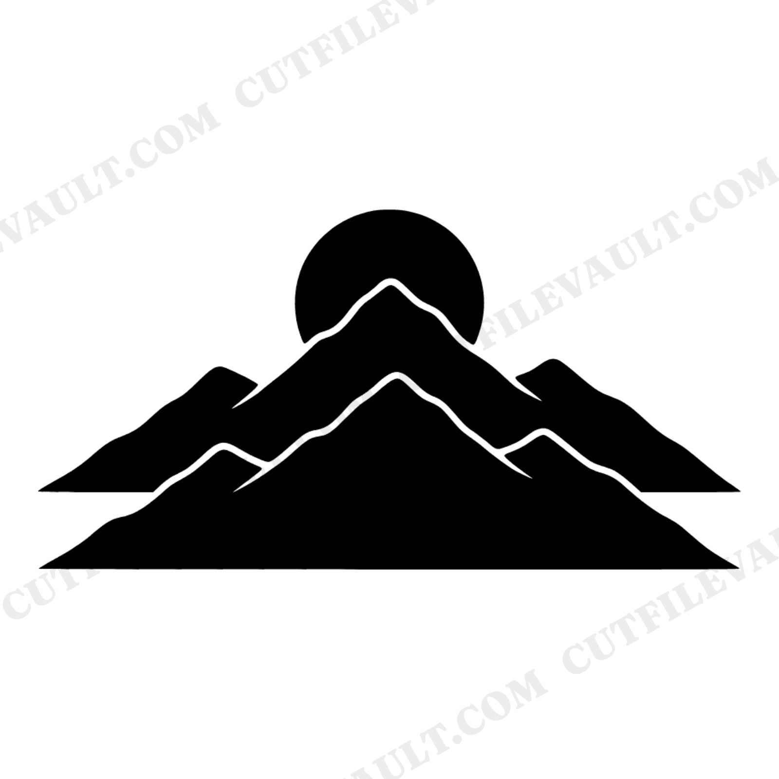 Autumn Equinox Layered Mountain Sunrise SVG PNG, Boho Nature Silhouette Cut File for Vinyl Crafts, view 1