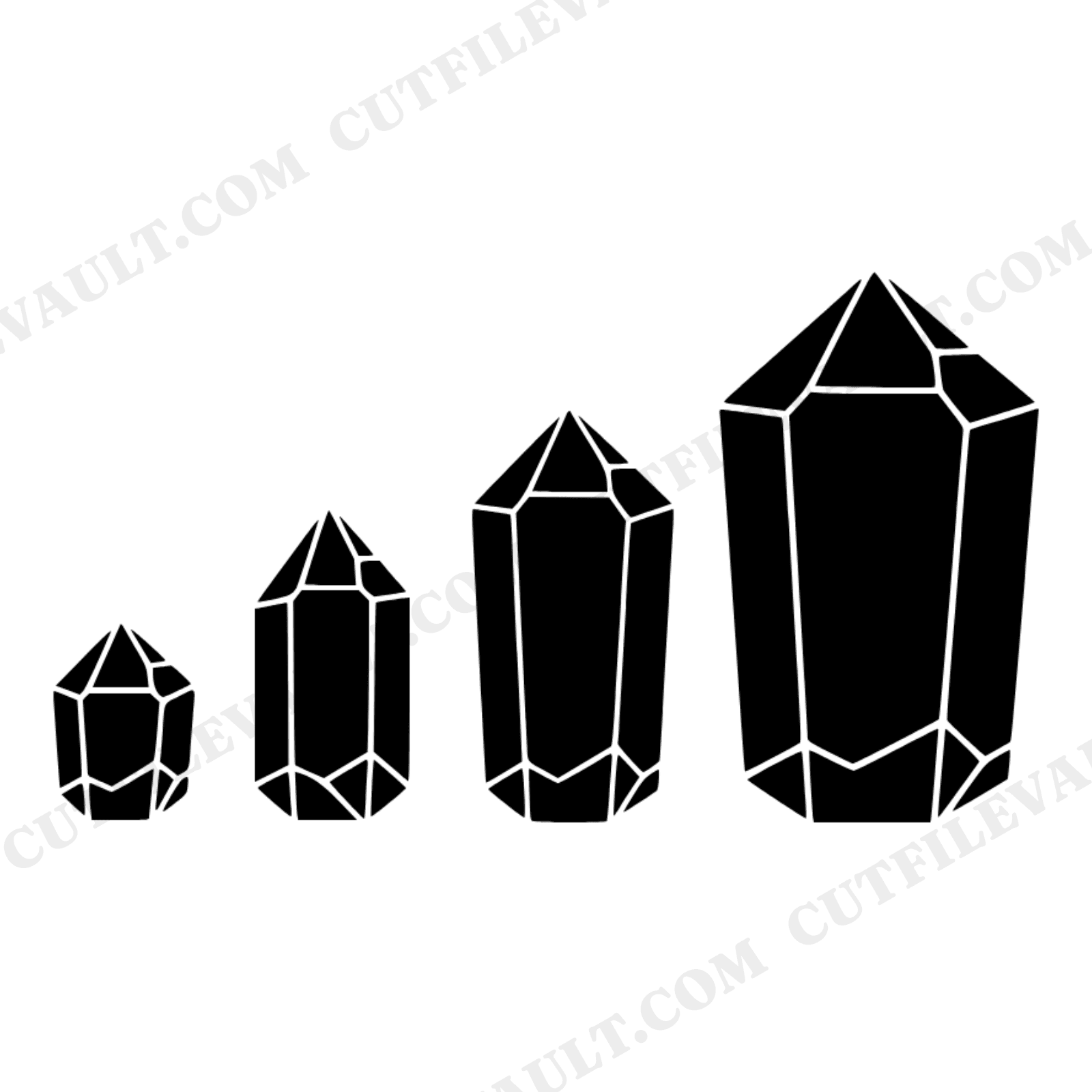 Art Deco Quartz Crystal Points SVG PNG, Geometric Border Frame, Vintage Botanical Cut File, view 1