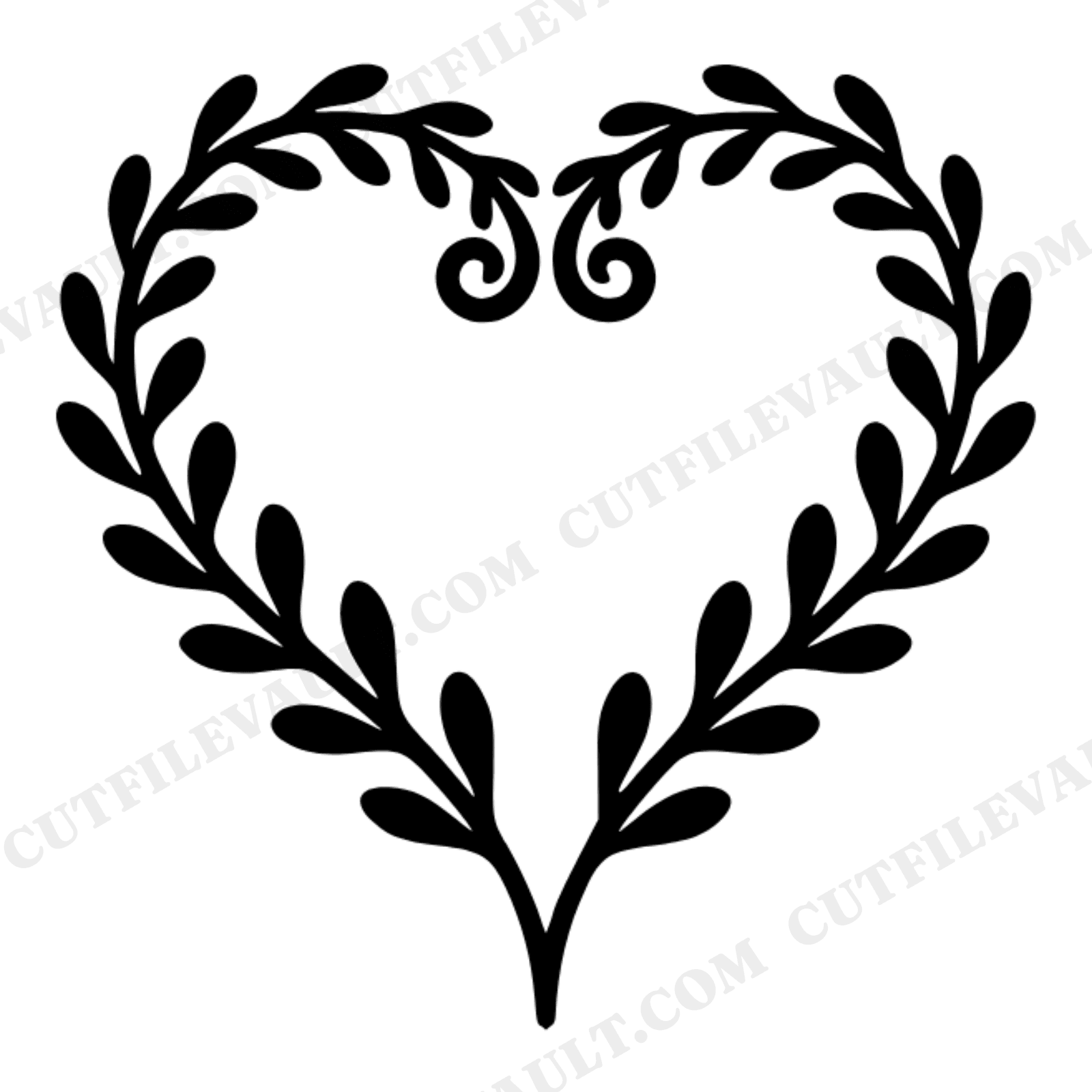 Fern Heart SVG PNG Botanical Fall Bridal Shower Wedding Cut File Rustic Silhouette Decor, view 1