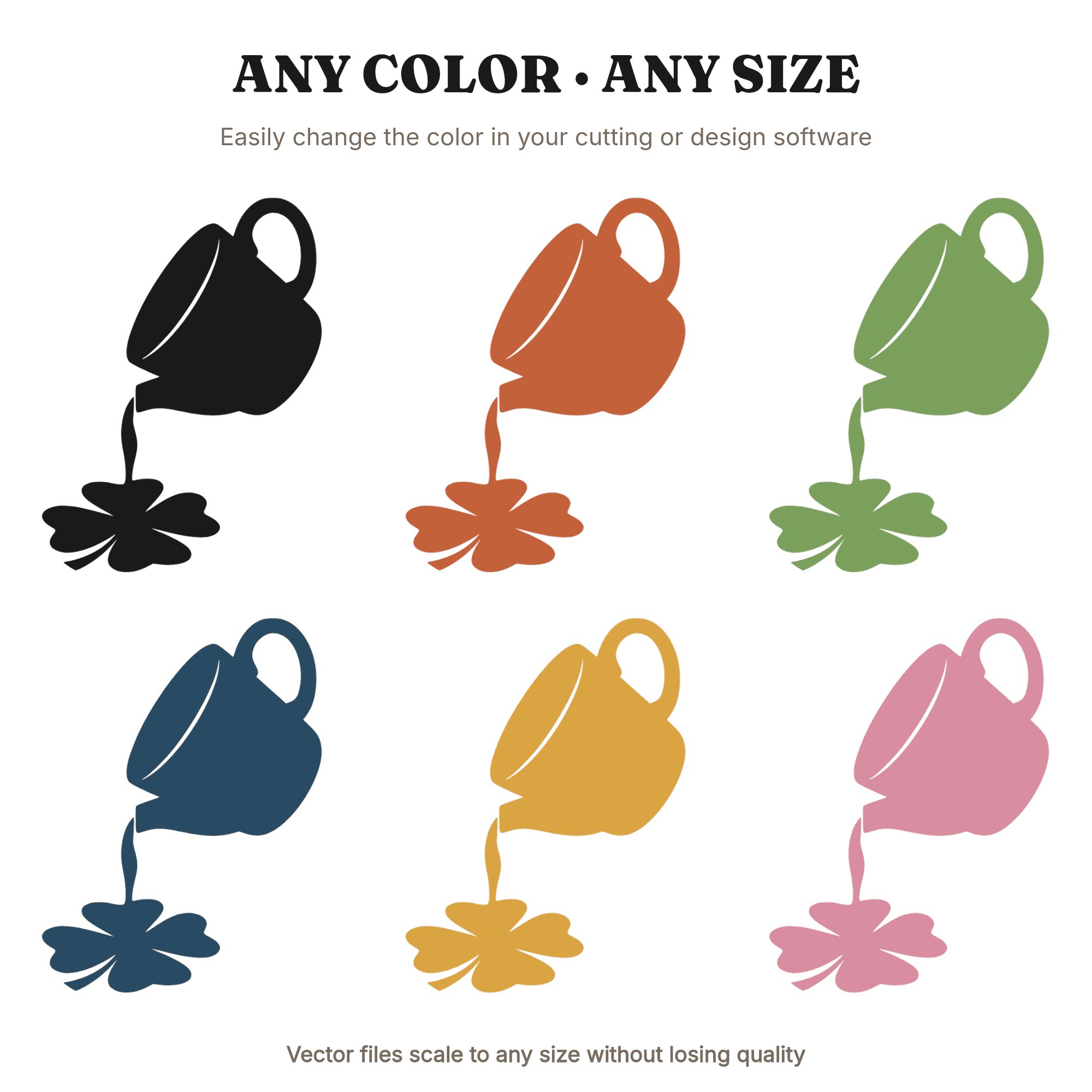 Lucky Clover Coffee Spill SVG PNG, Sideways Mug Cut File, St Patrick's Day Kitchen Decor SVG, view 2