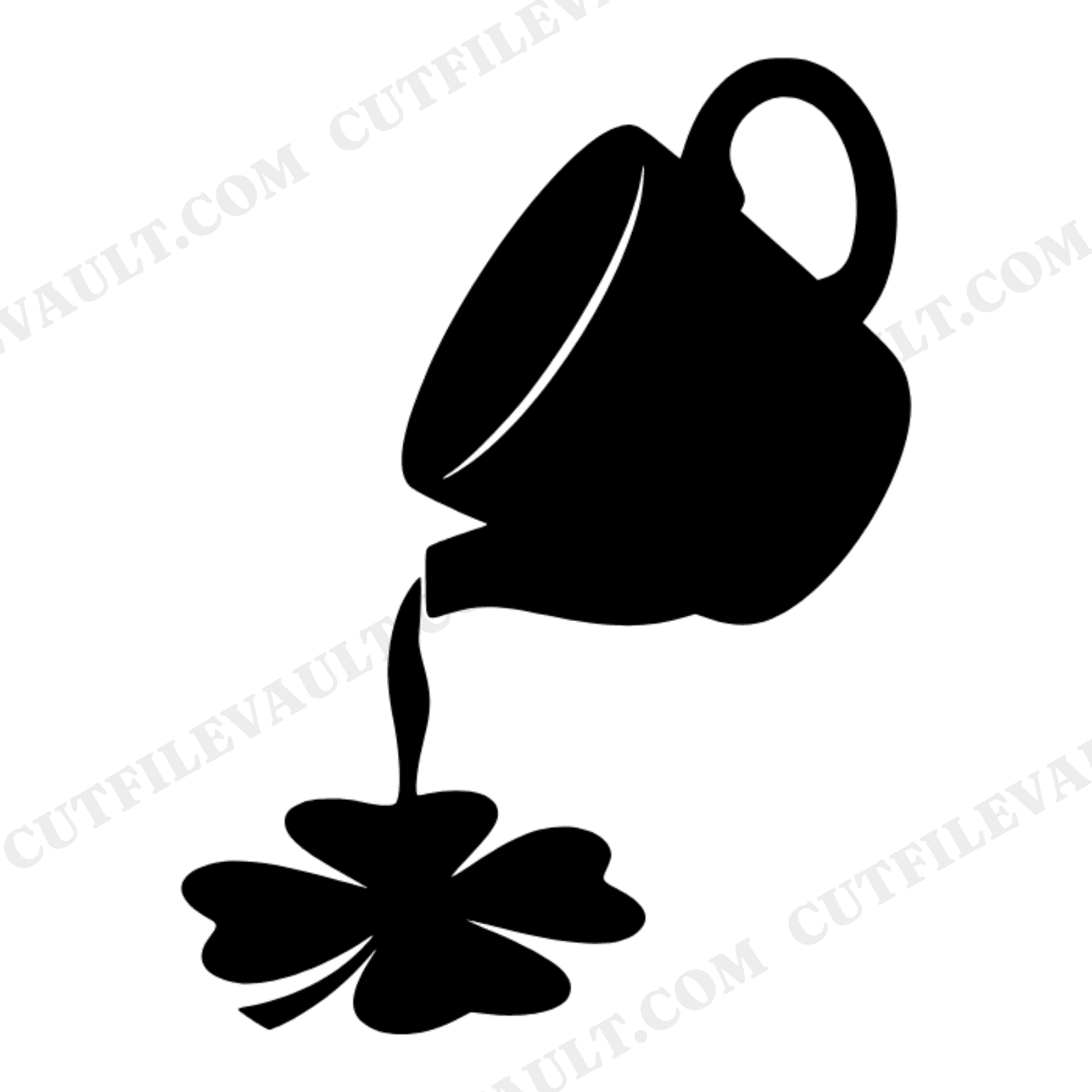 Lucky Clover Coffee Spill SVG PNG, Sideways Mug Cut File, St Patrick's Day Kitchen Decor SVG, view 1