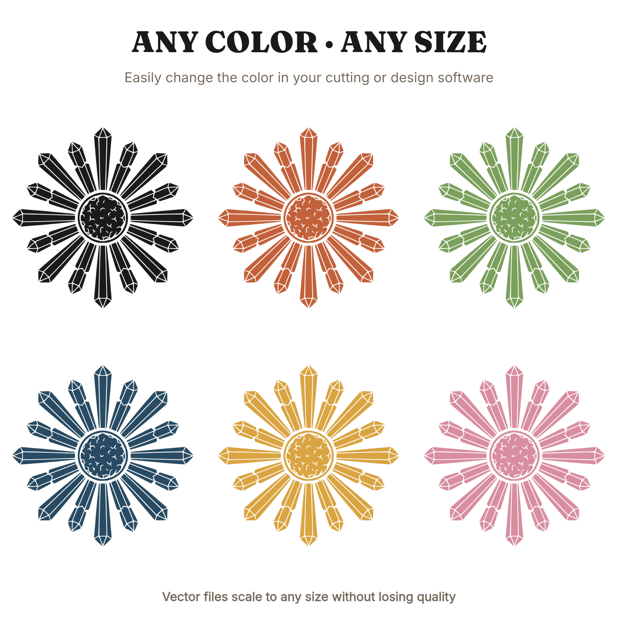 Crystal Mandala SVG PNG, Druzy Cluster Silhouette Cut File, Geometric Mandala Design for Vinyl, view 2
