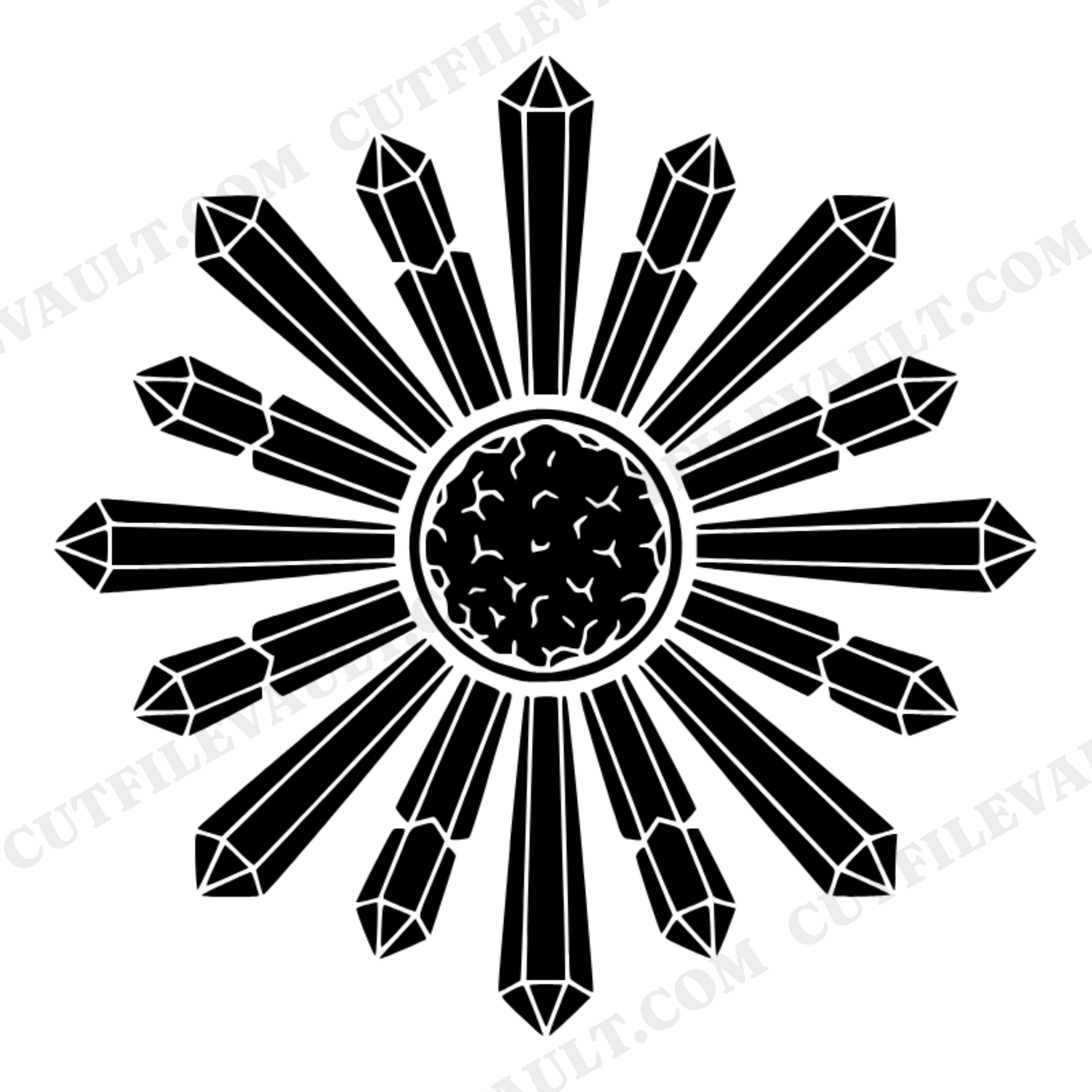 Crystal Mandala SVG PNG, Druzy Cluster Silhouette Cut File, Geometric Mandala Design for Vinyl, view 1