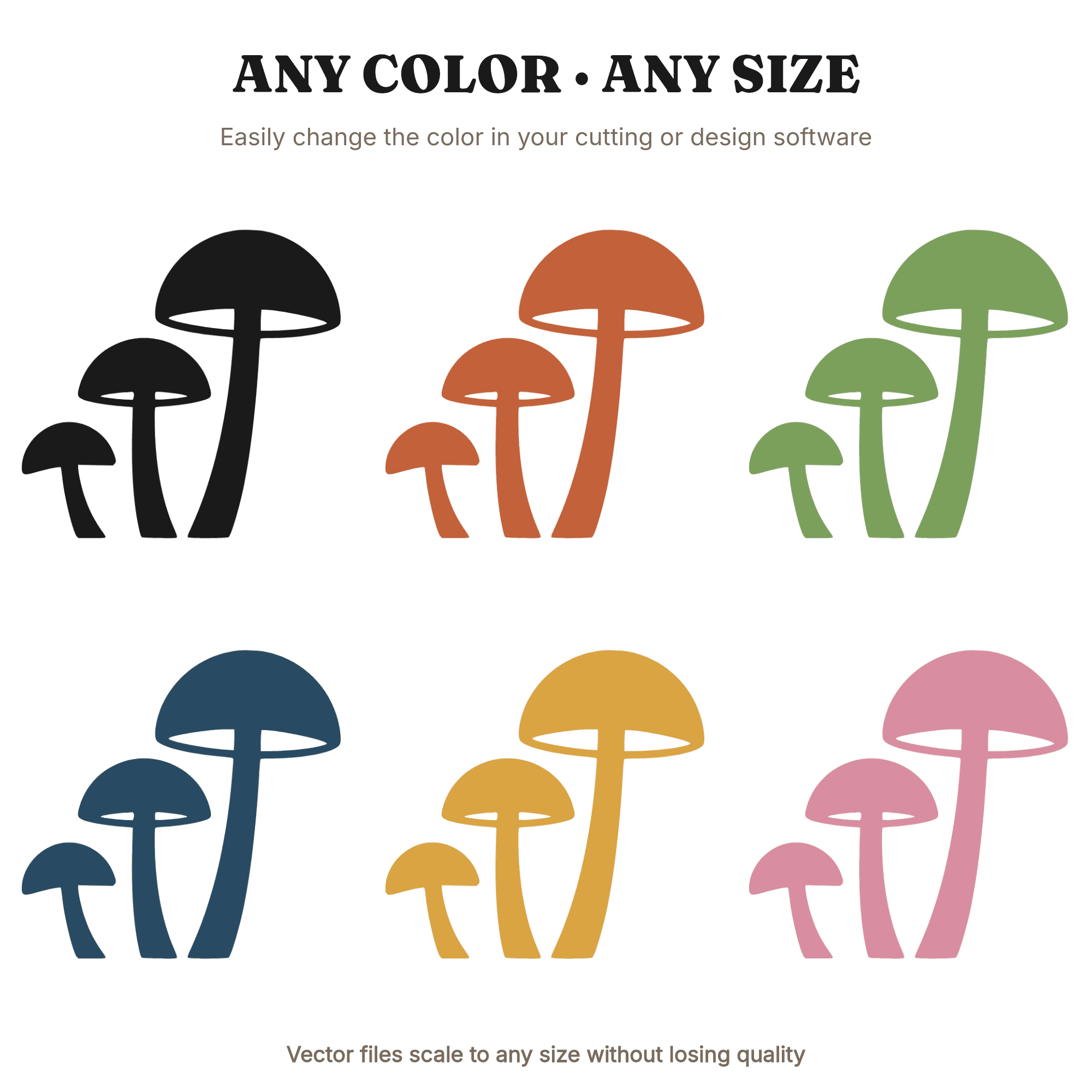 Retro Mushroom SVG, Mid Century Toadstool Cluster PNG, Spooky Forest Halloween Decor Cut File, view 2