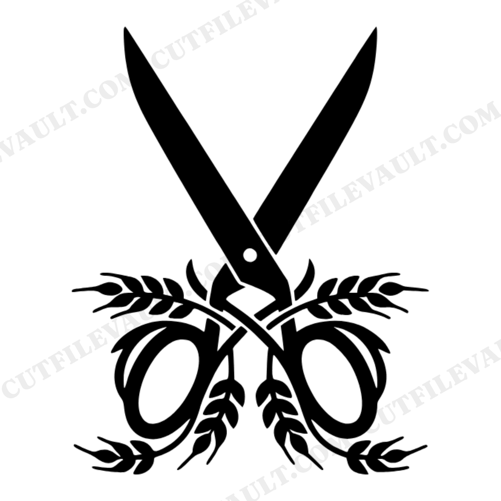 Harvest Scissors with Woven Wheat Farmhouse SVG PNG Retro 70s Wave Silhouette Cut File, view 1