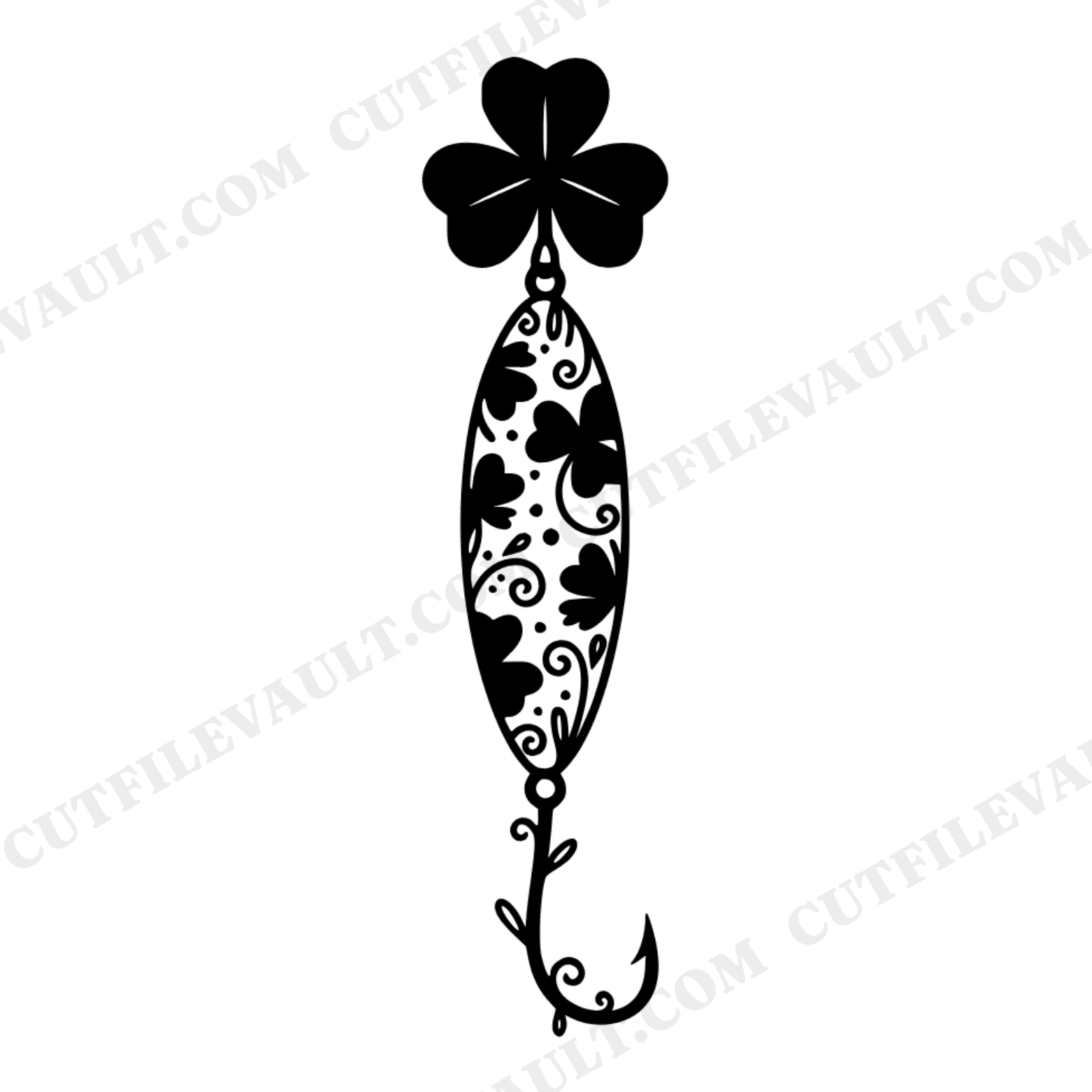 Irish Luck Fishing Lure SVG PNG, Shamrock Spinner St Patrick's Day Cut File for Cricut, view 1