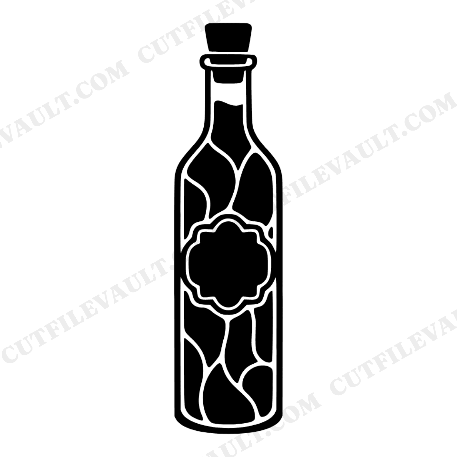 Vintage Apothecary Bottle SVG PNG, Stained Glass Potion Bottle Cut File, Farmhouse Halloween Decor, view 1