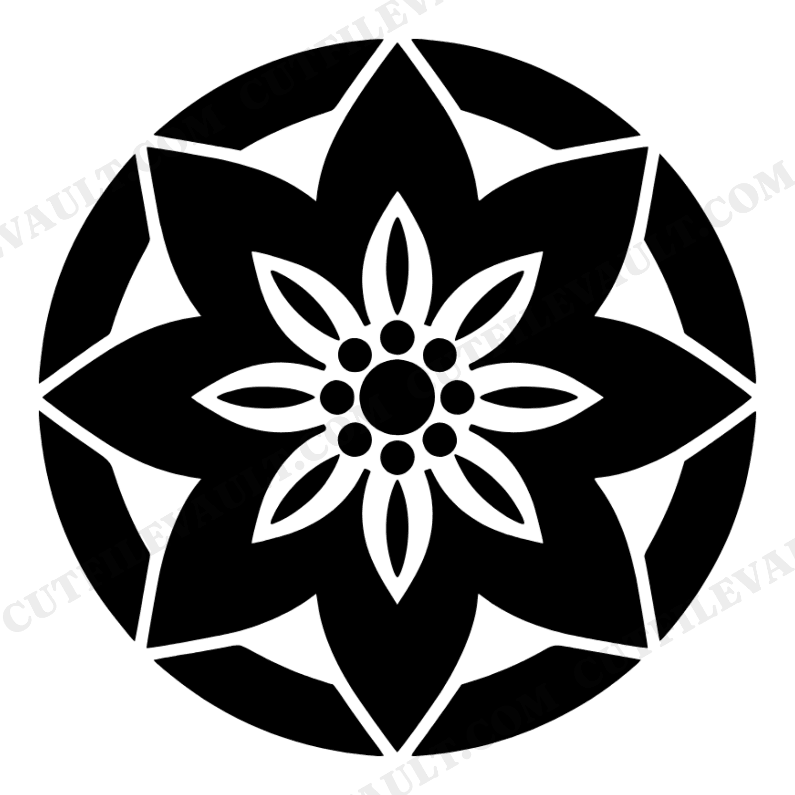 Poinsettia Wax Seal Christmas Ornament SVG PNG, Mid Century Minimal Holiday Cut File, view 1