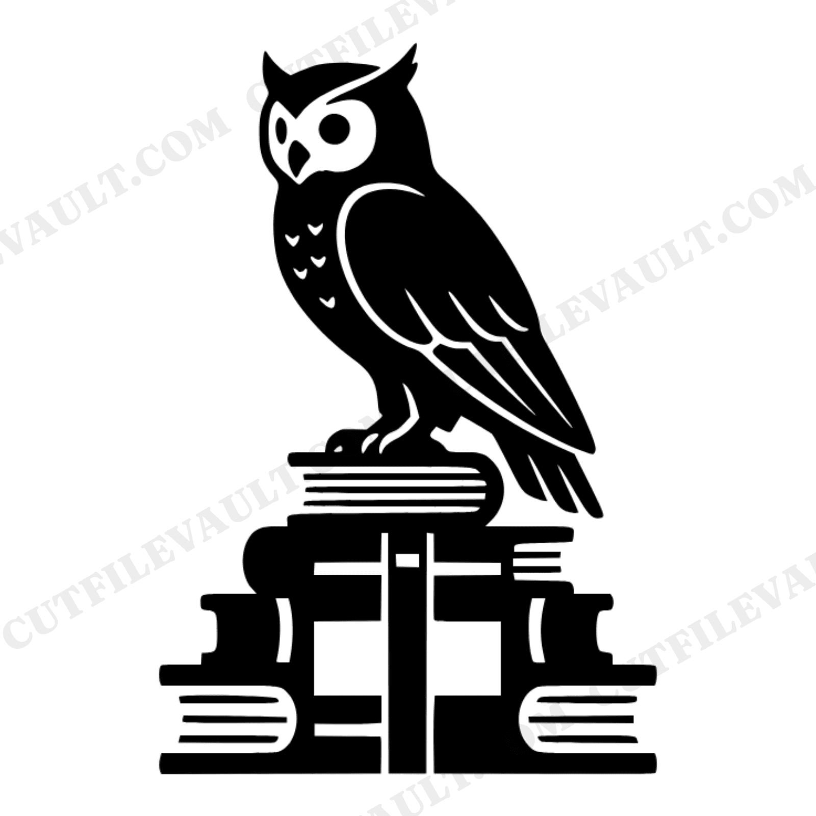 Wise Owl on Art Deco Book Stack SVG PNG Retro 70s Wave Design Cut File for Cricut, view 1
