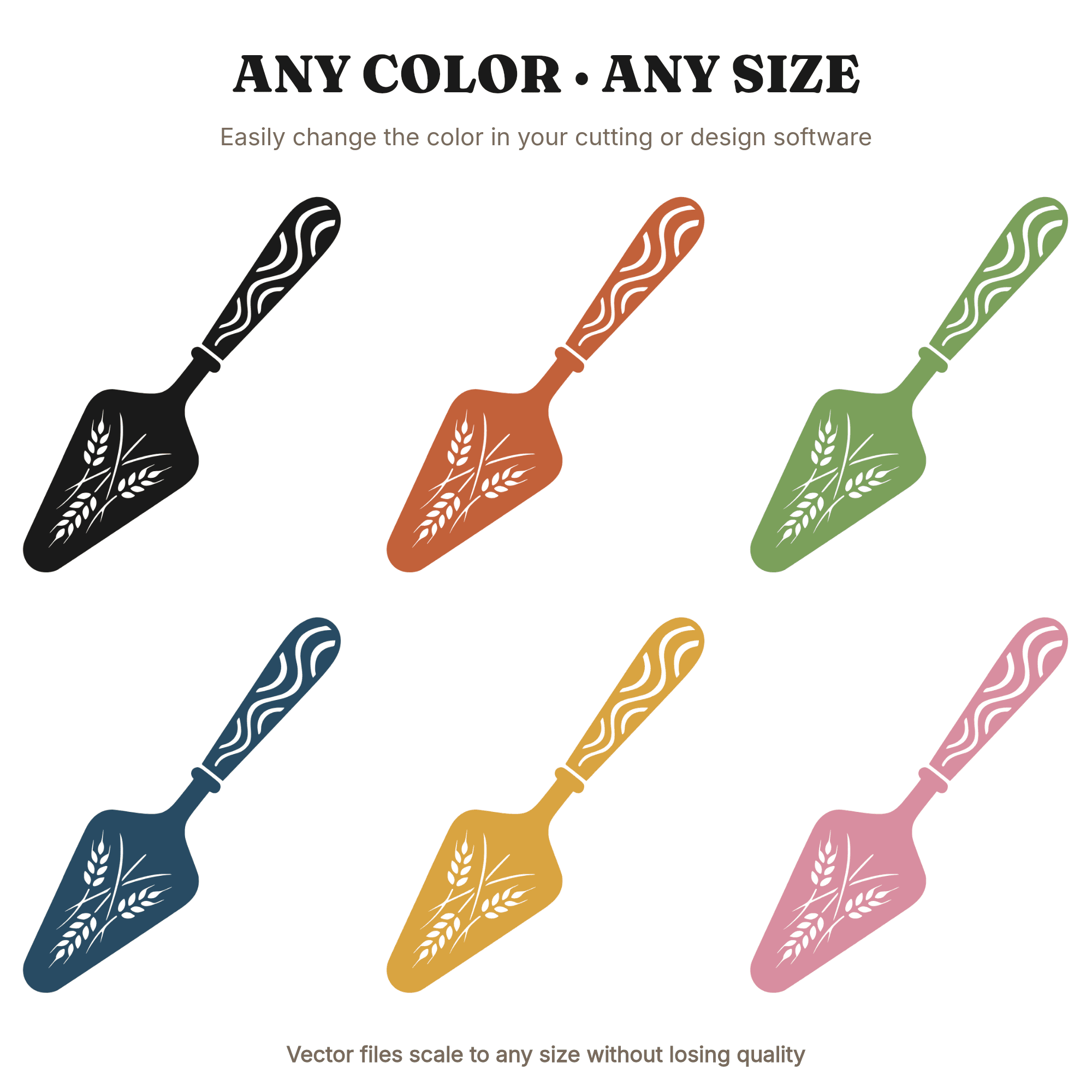 Retro 70s Pie Server SVG PNG, Wheat Stalk Kitchen Towel Cut File, Vintage Thanksgiving Decor, view 2