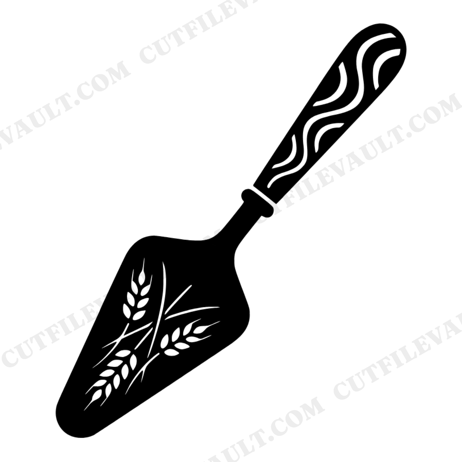 Retro 70s Pie Server SVG PNG, Wheat Stalk Kitchen Towel Cut File, Vintage Thanksgiving Decor, view 1