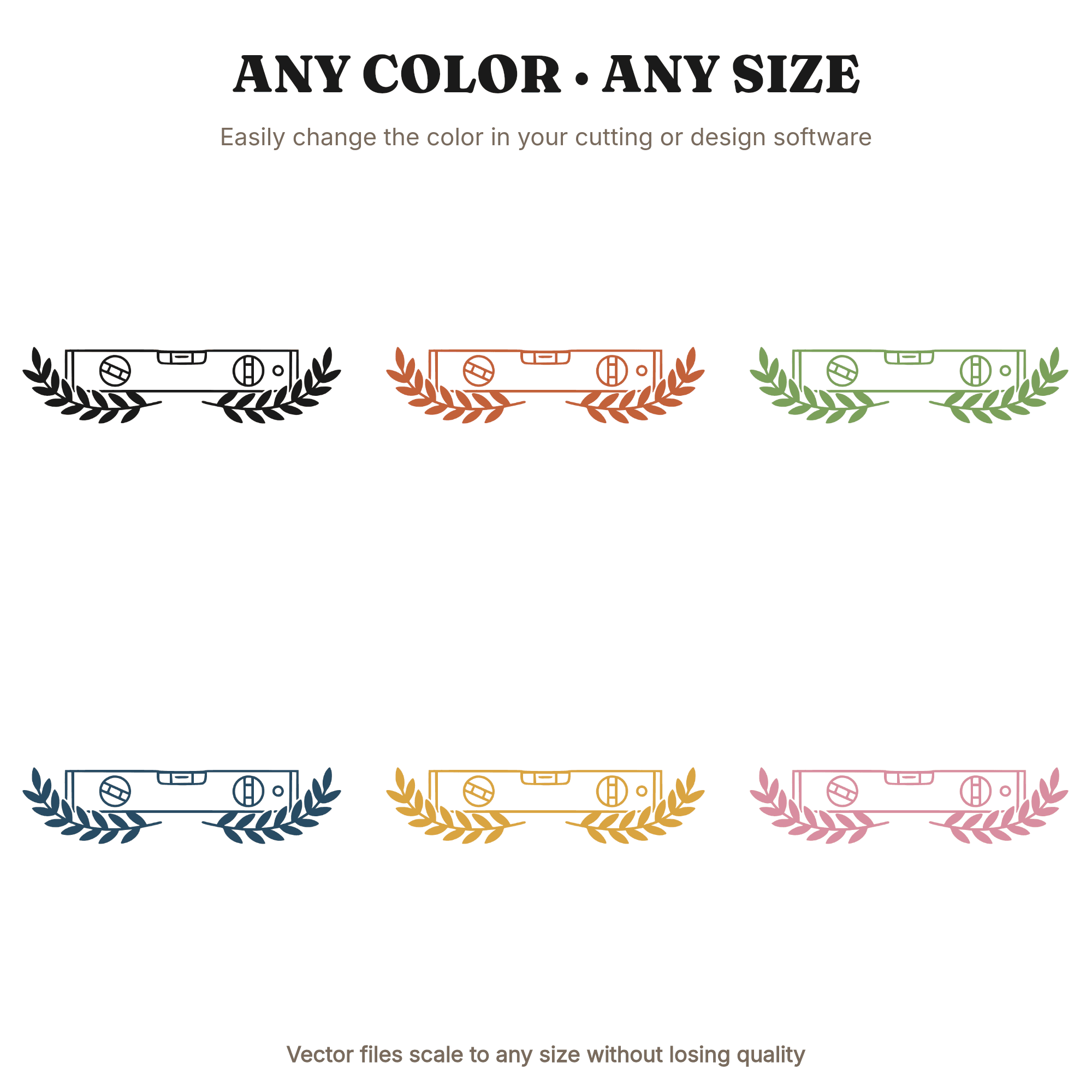 Carpenter Level SVG with Laurel Wreath, New Year Balance Tool PNG, Farmhouse Workshop Decor Cut File, view 2