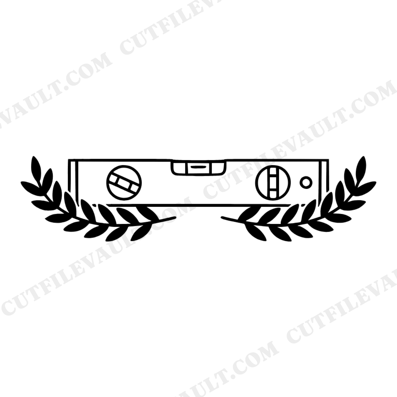 Carpenter Level SVG with Laurel Wreath, New Year Balance Tool PNG, Farmhouse Workshop Decor Cut File, view 1