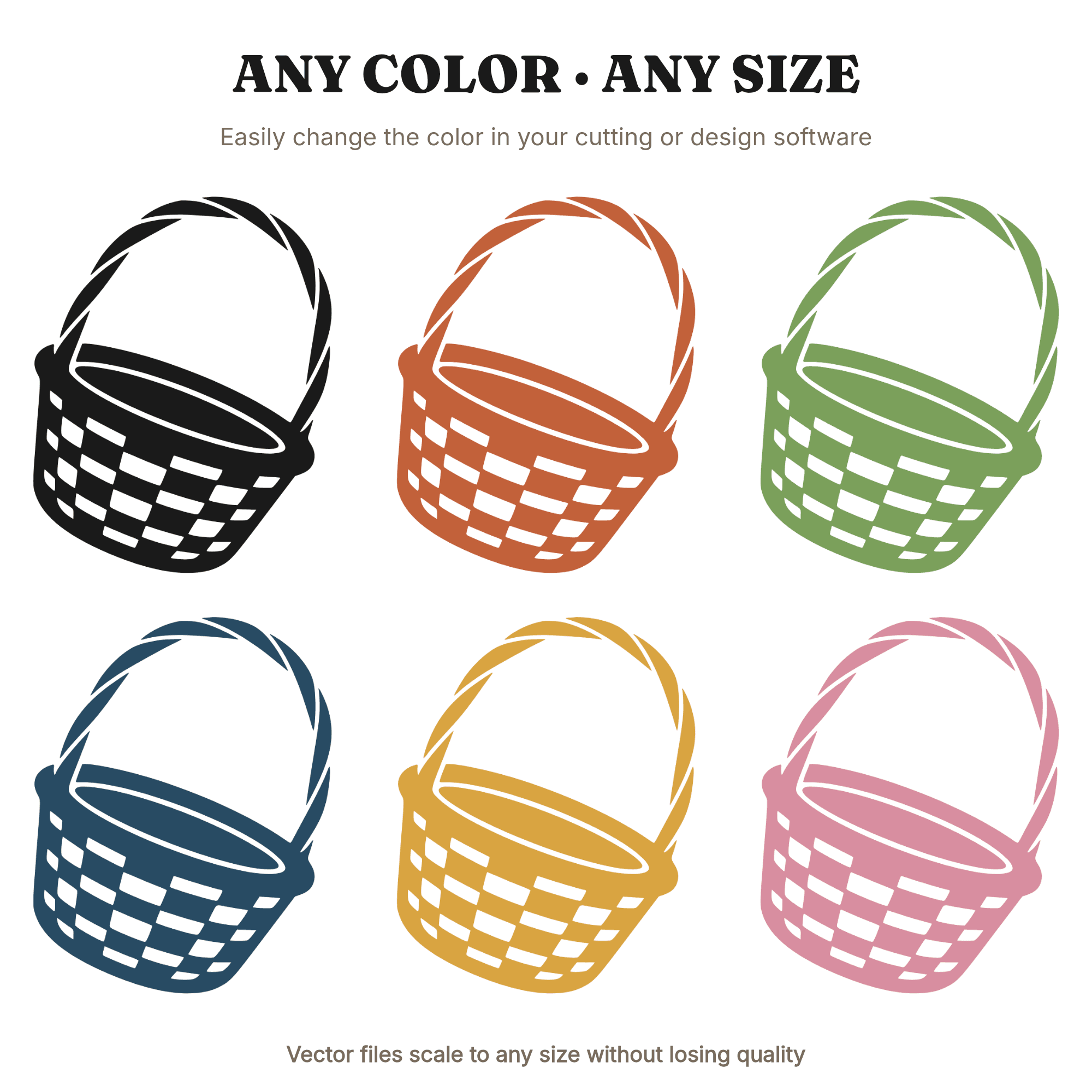 Retro 70s Easter Basket SVG PNG, Tipped Woven Basket Cut File, Spring Decor Cricut Silhouette, view 2
