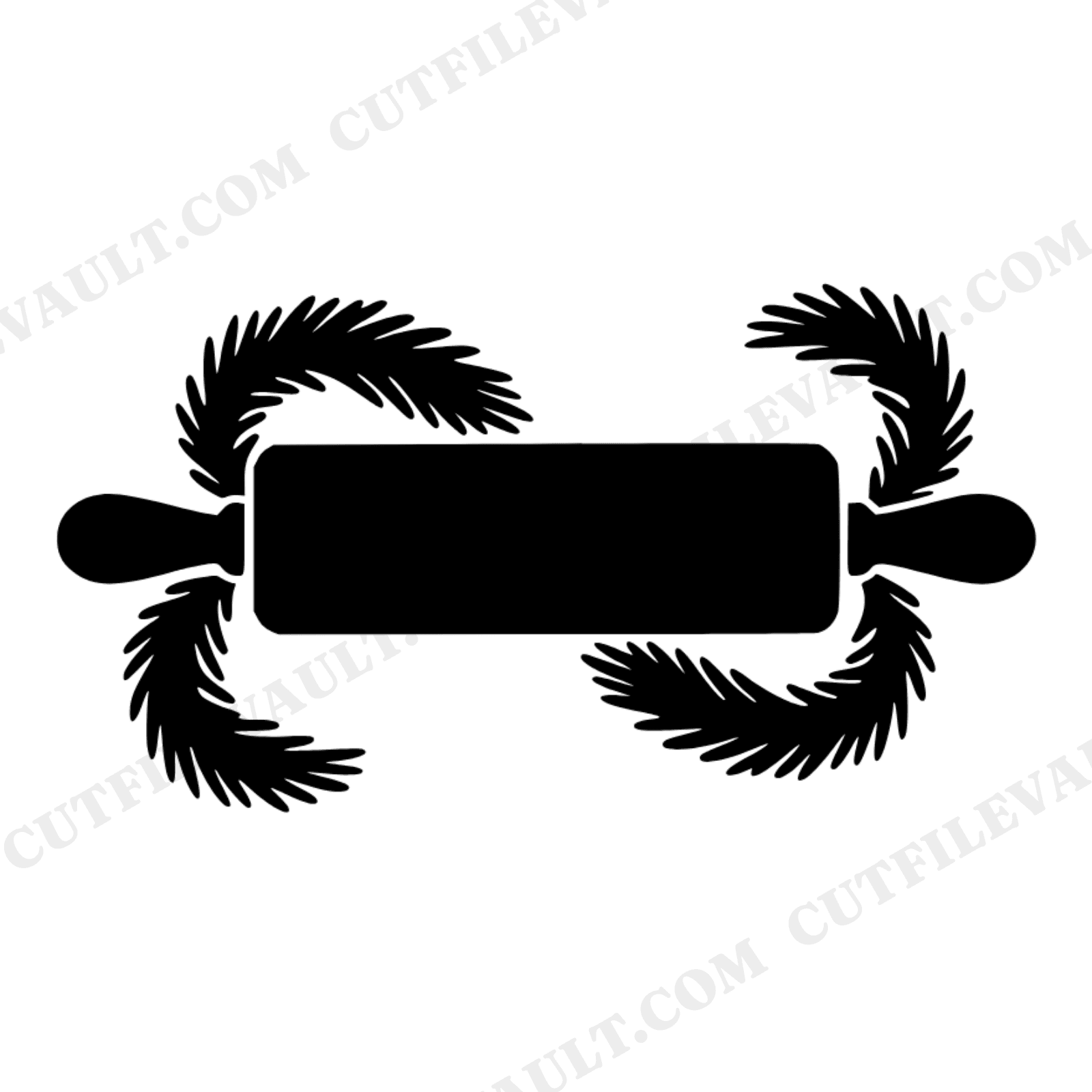 Rolling Pin with Evergreen Garland SVG PNG, Christmas Baking Cut File, Holiday Kitchen Design, view 1