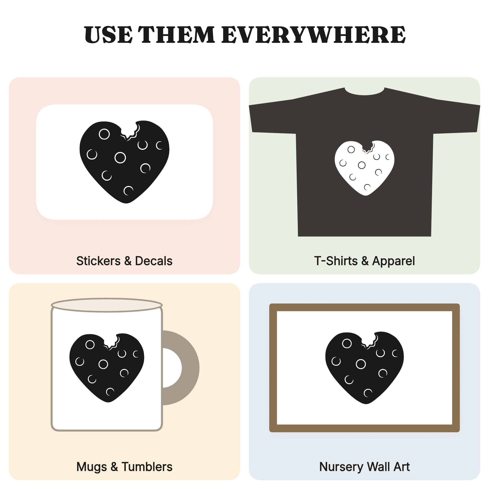 Heart Shaped Cookie with Bite Mark SVG PNG Vintage Botanical Valentine Cut File for Cricut, view 3