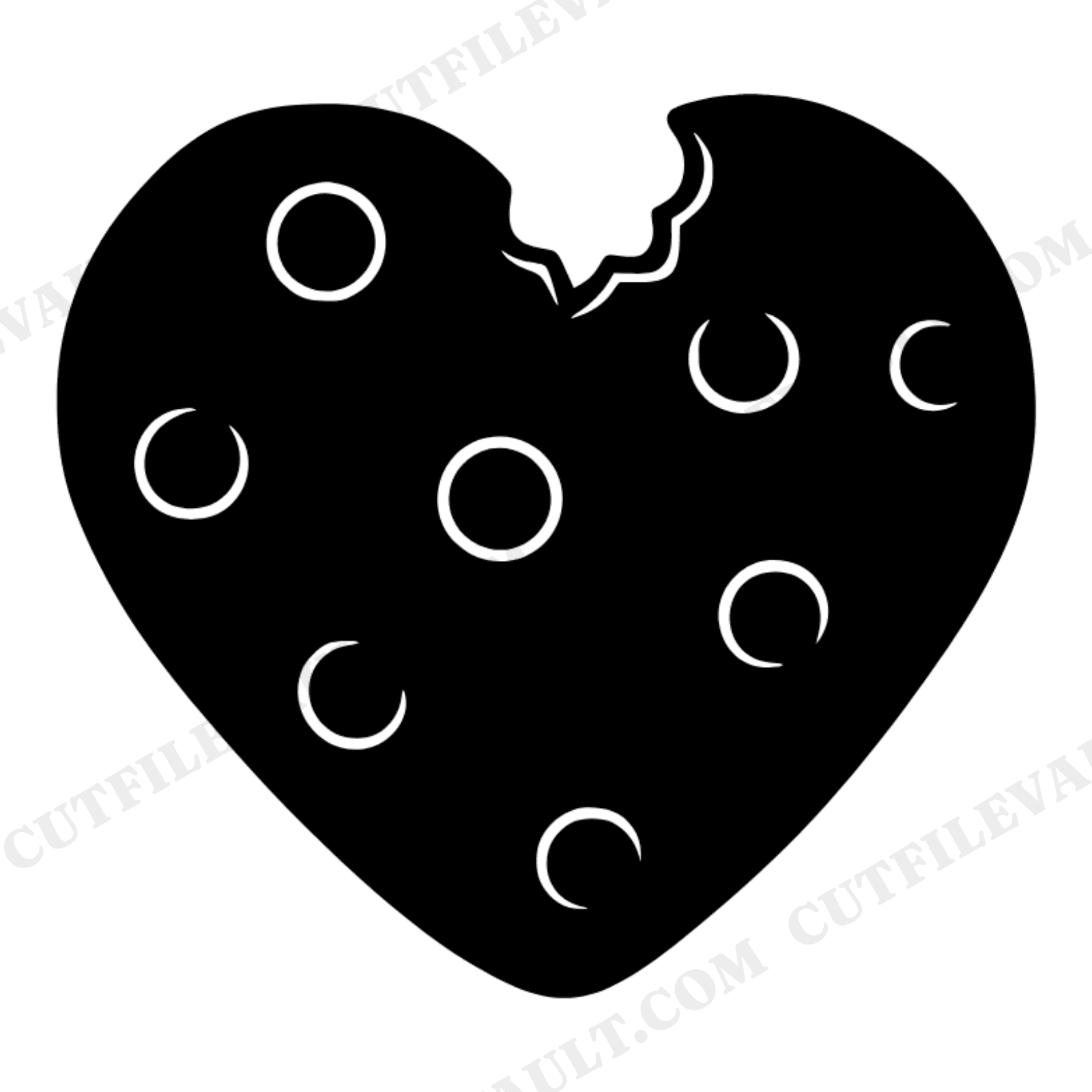Heart Shaped Cookie with Bite Mark SVG PNG Vintage Botanical Valentine Cut File for Cricut, view 1