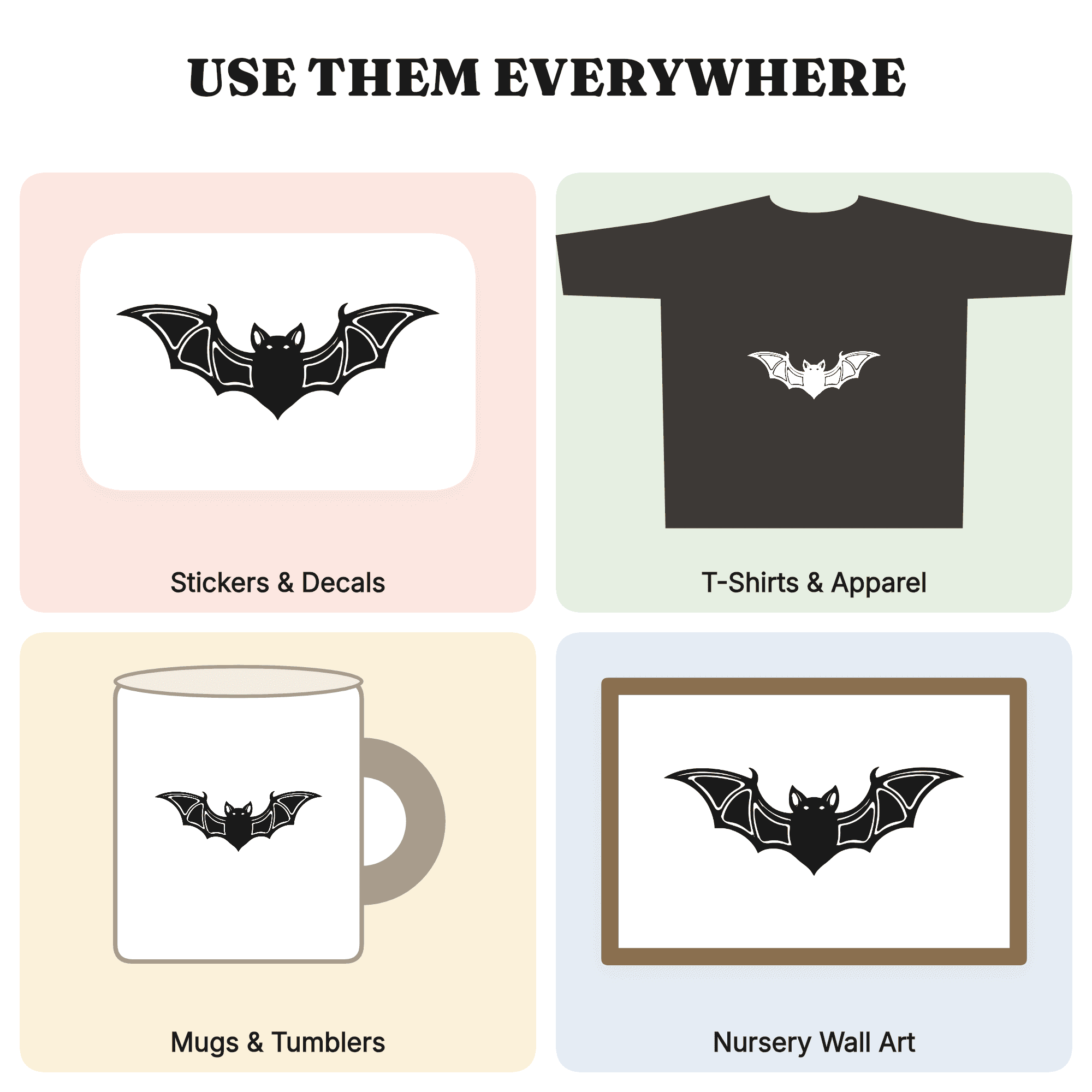 Y2K Chrome Bubble Bat SVG PNG, Retro Halloween Bat Cut File, Modern Spooky Decor Clipart, view 3