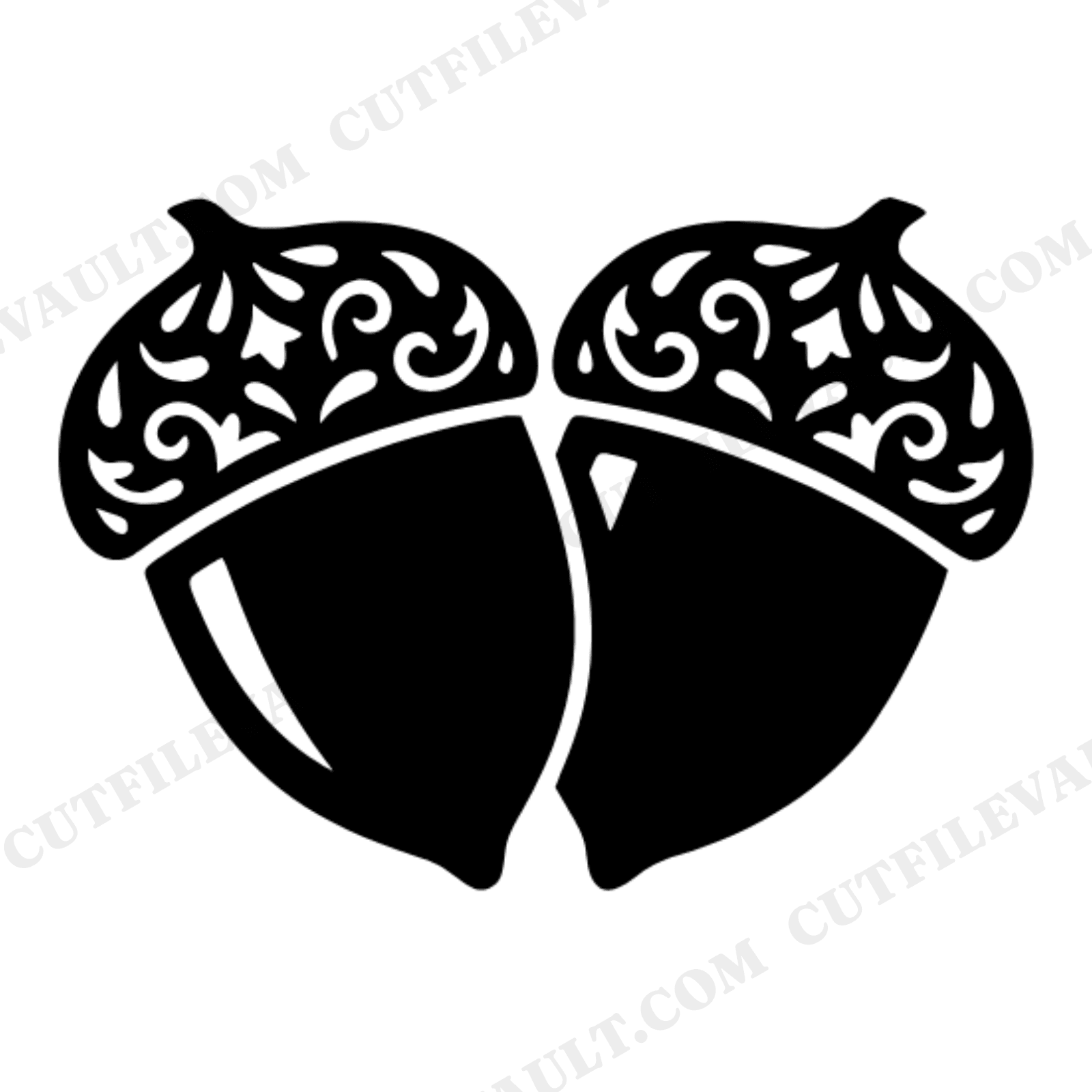 Fall Wedding Acorn Heart SVG PNG, Folk Art Autumn Bridal Shower Cut File, Rustic Boho Wedding, view 1