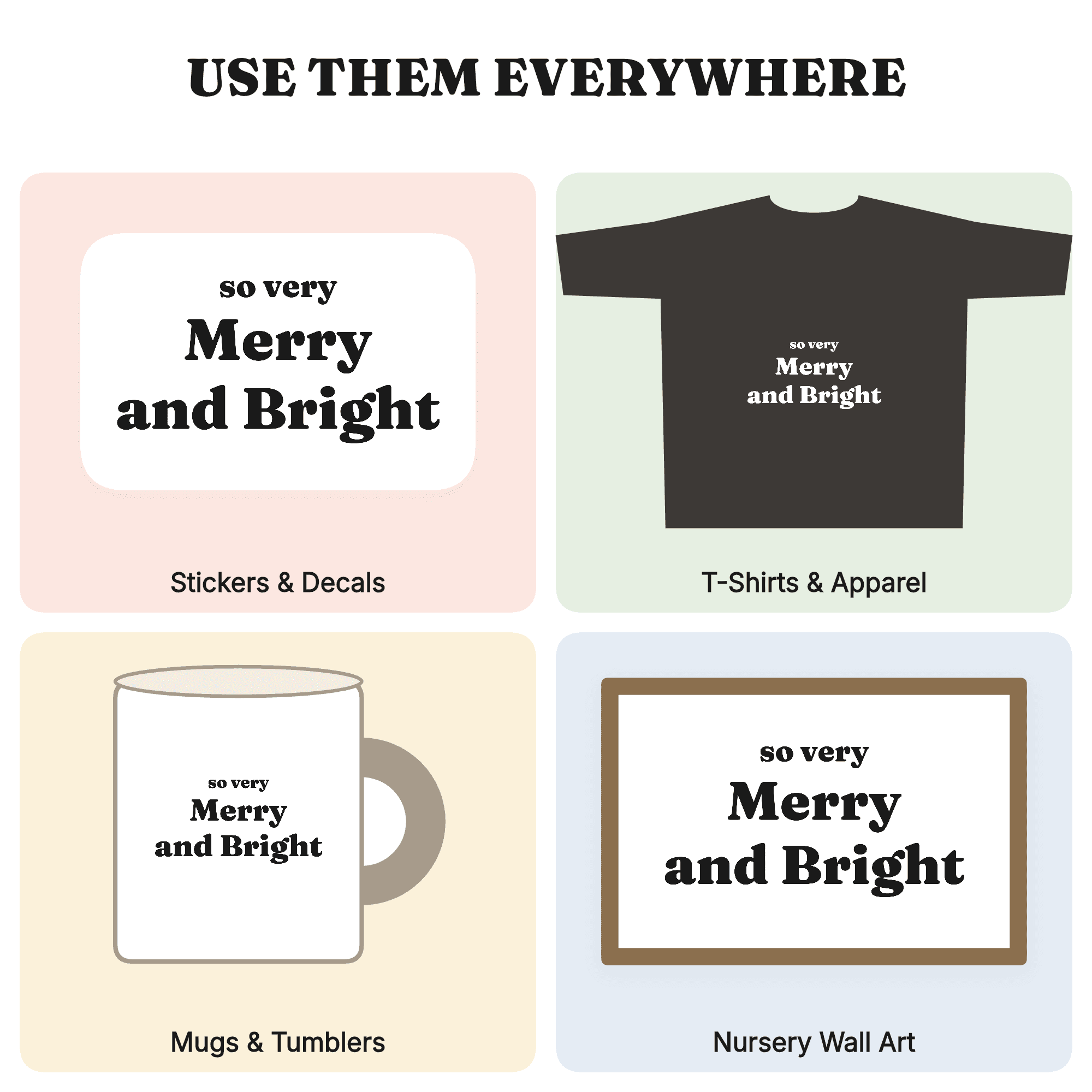 Merry and Bright Christmas Split Panel Mirror SVG PNG, Snowflake Cut File for Cricut, view 3