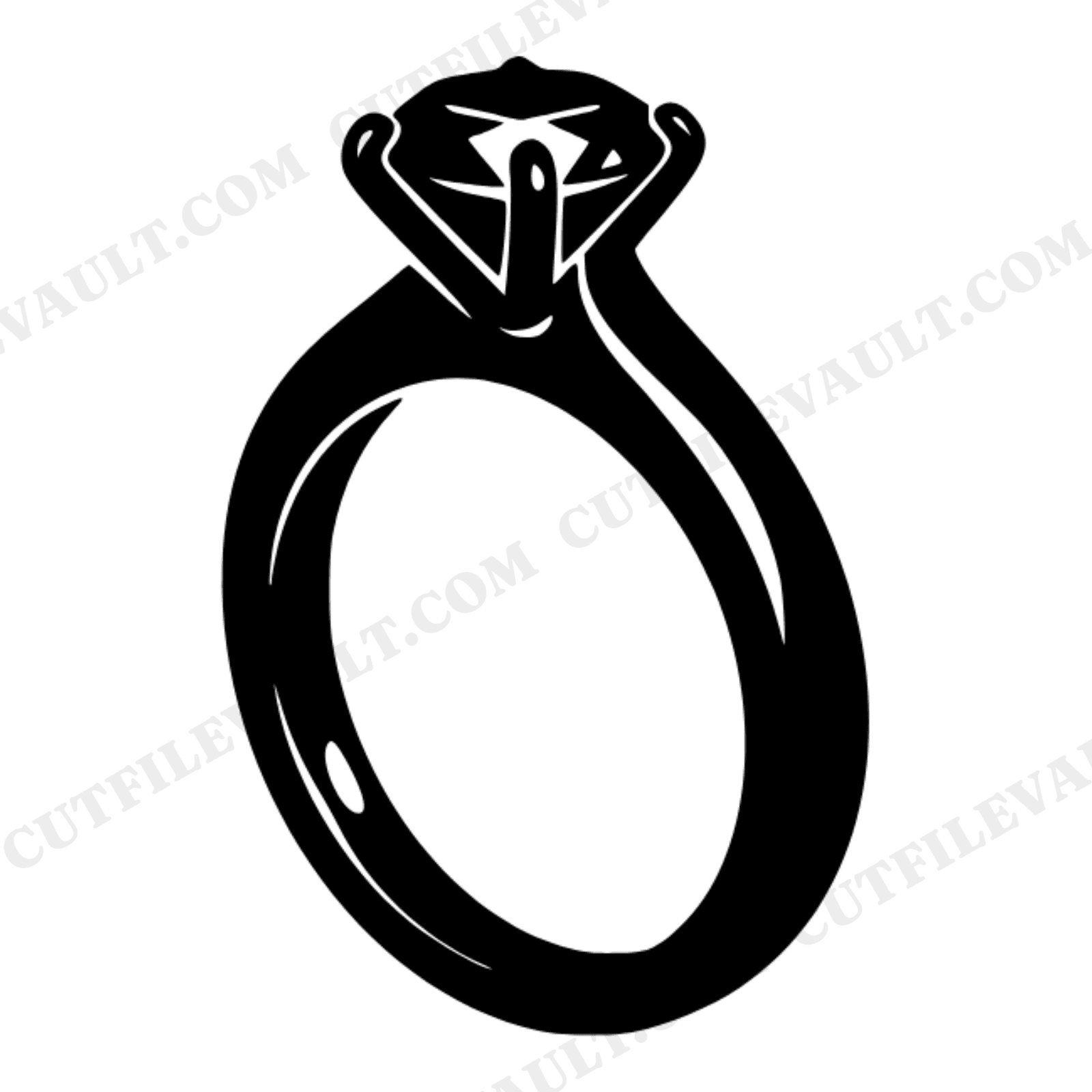 Eternal Promise Ring Fluid Silhouette SVG PNG, Abstract Engagement Ring Cut File, Blob Art, view 1