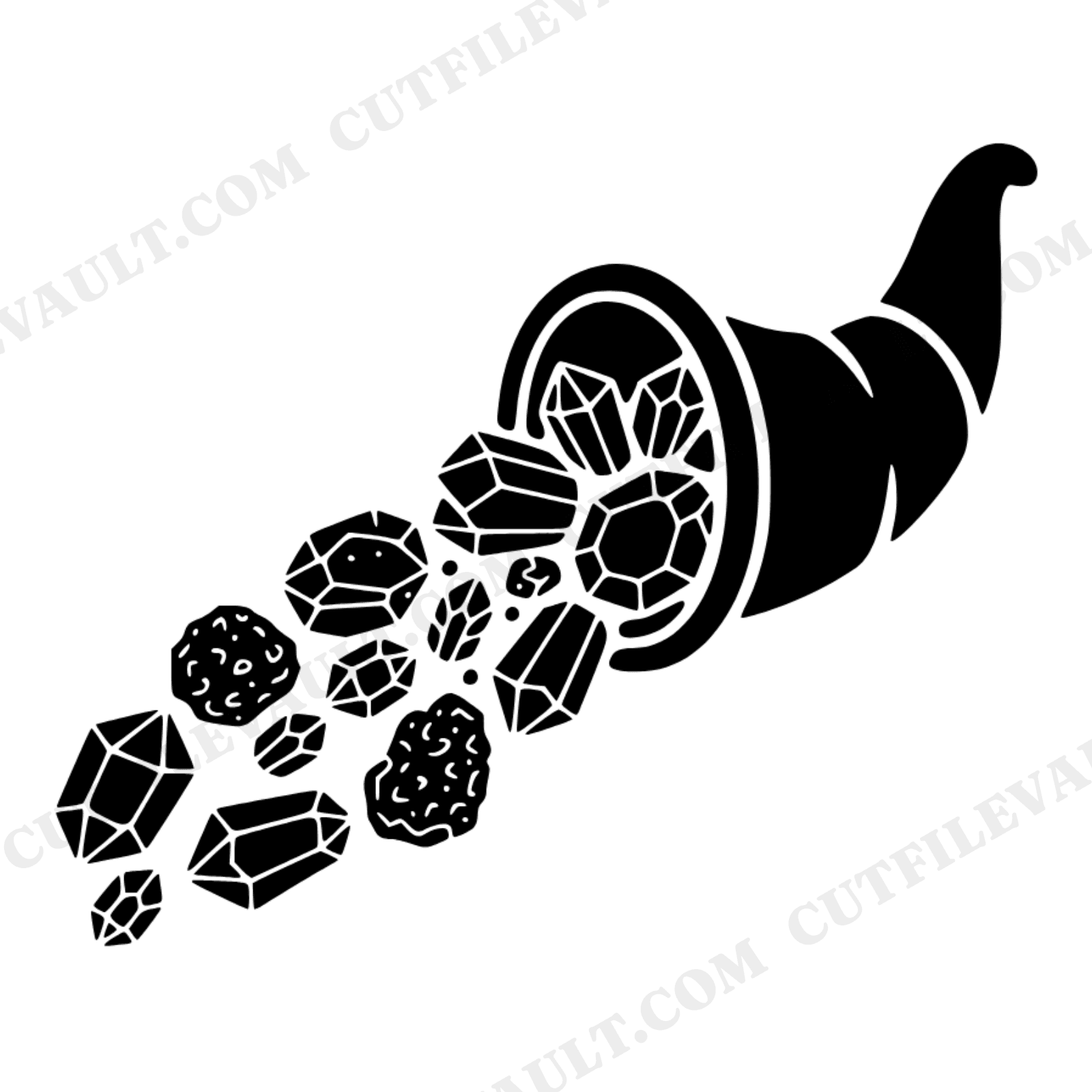Retro 70s Crystal Cornucopia SVG PNG, Groovy Harvest Thanksgiving Cut File, Mystical Mineral Design, view 1