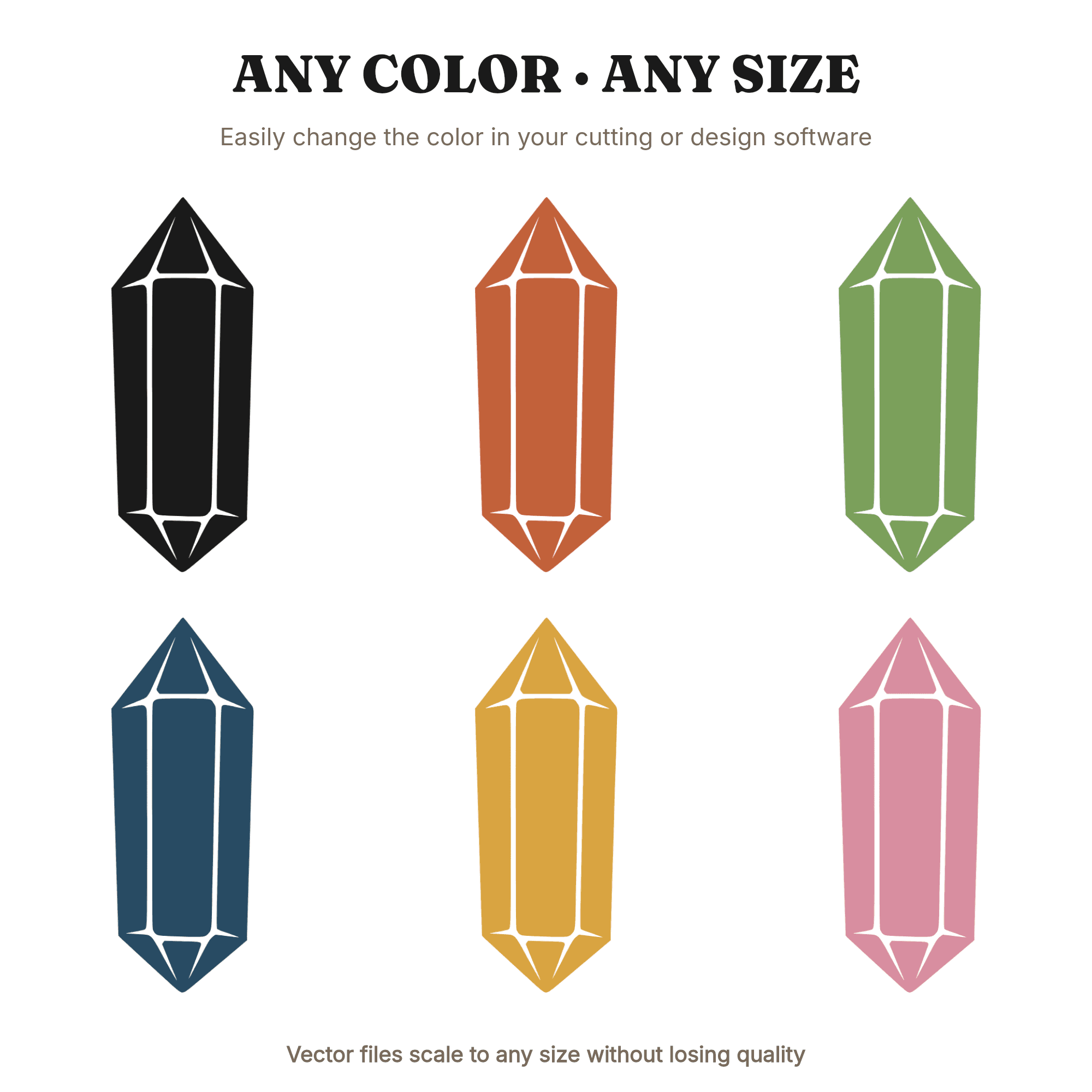 Quartz Crystal Point SVG PNG, Geometric Crystal Cut File, Brutalist Folk Art Silhouette Design, view 2