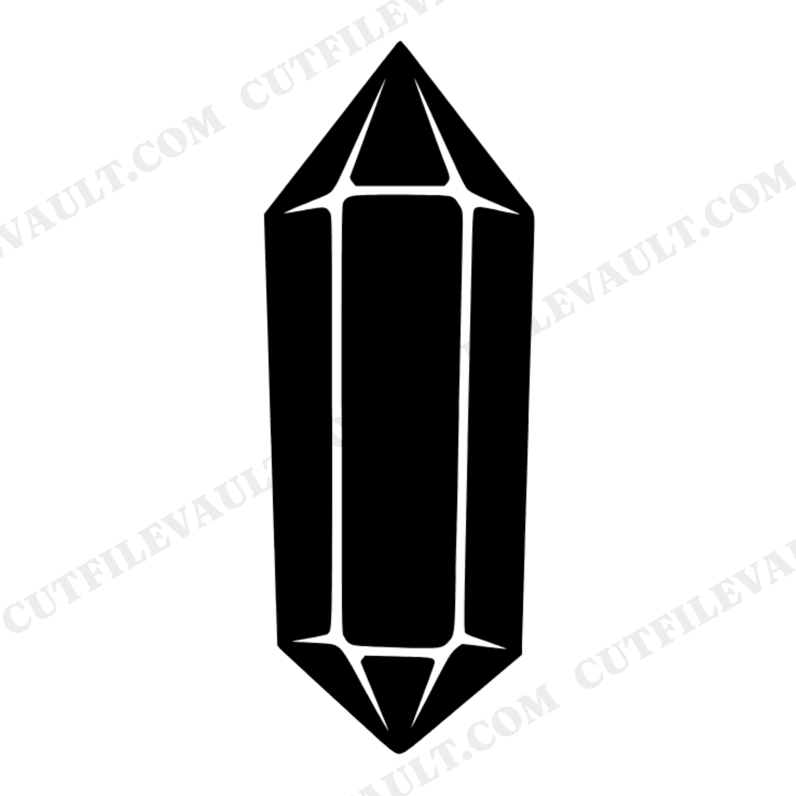 Quartz Crystal Point SVG PNG, Geometric Crystal Cut File, Brutalist Folk Art Silhouette Design, view 1