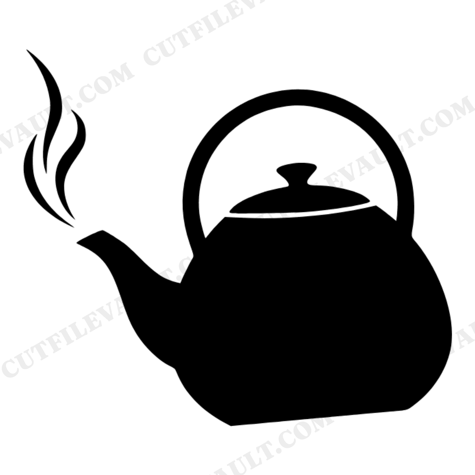 Easter Tea Kettle SVG PNG, Mid Century Kitchen Spring Cut File, Pouring Kettle with Steam Clipart, view 1