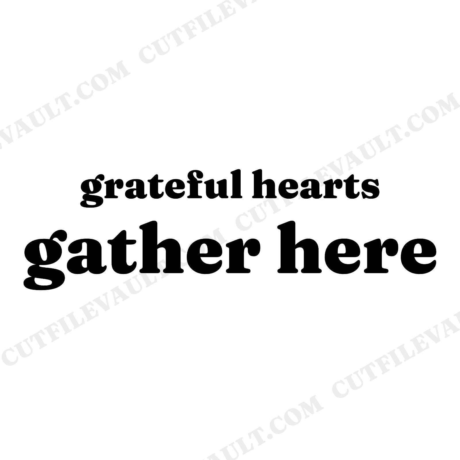Grateful Hearts Gather Here SVG PNG Thanksgiving Table Sign with Oak Leaf Line Art Cut File, view 1