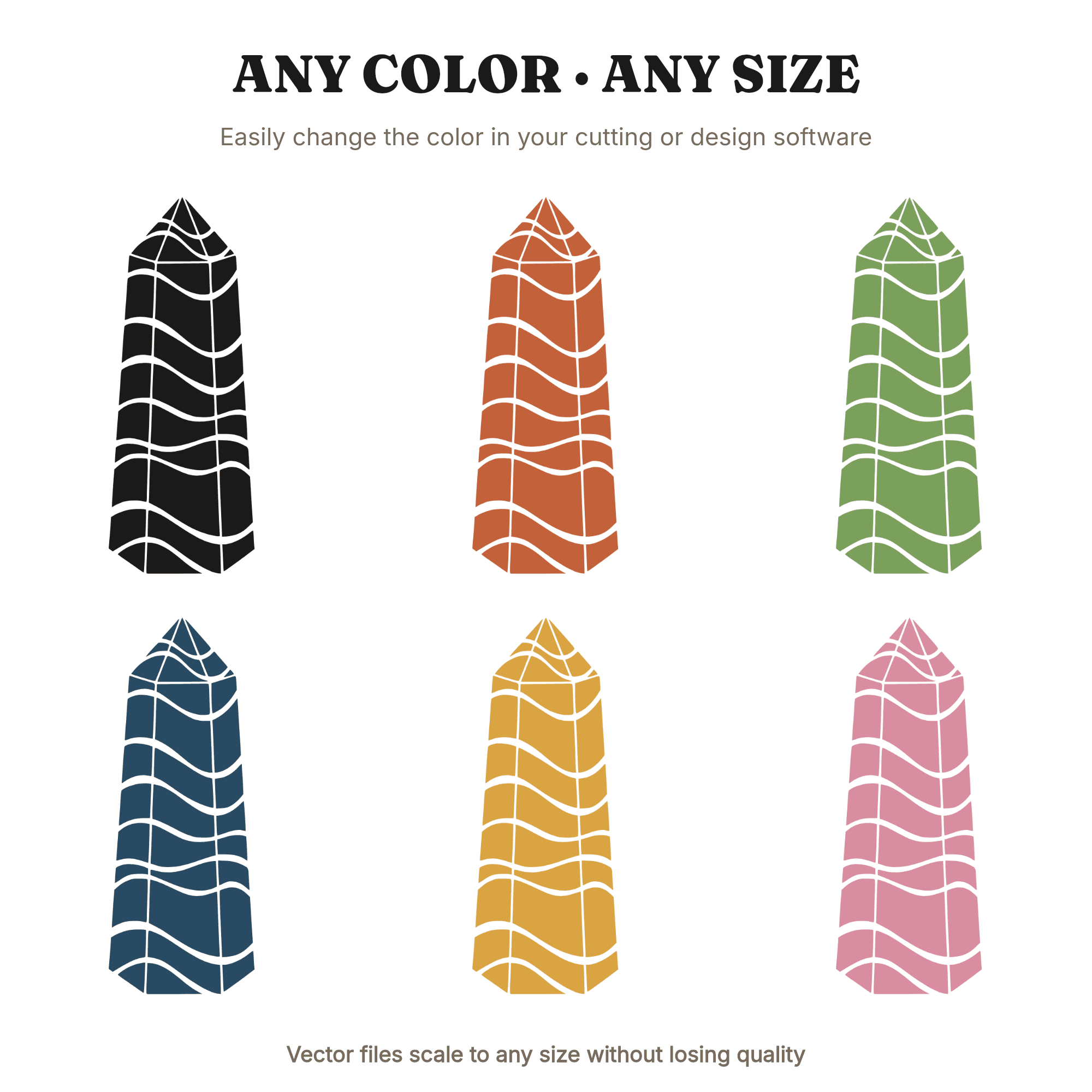 Fluorite Crystal Tower SVG PNG, Retro 70s Wave Layered Cut File, Mystical Spiritual Bohemian Decor, view 2