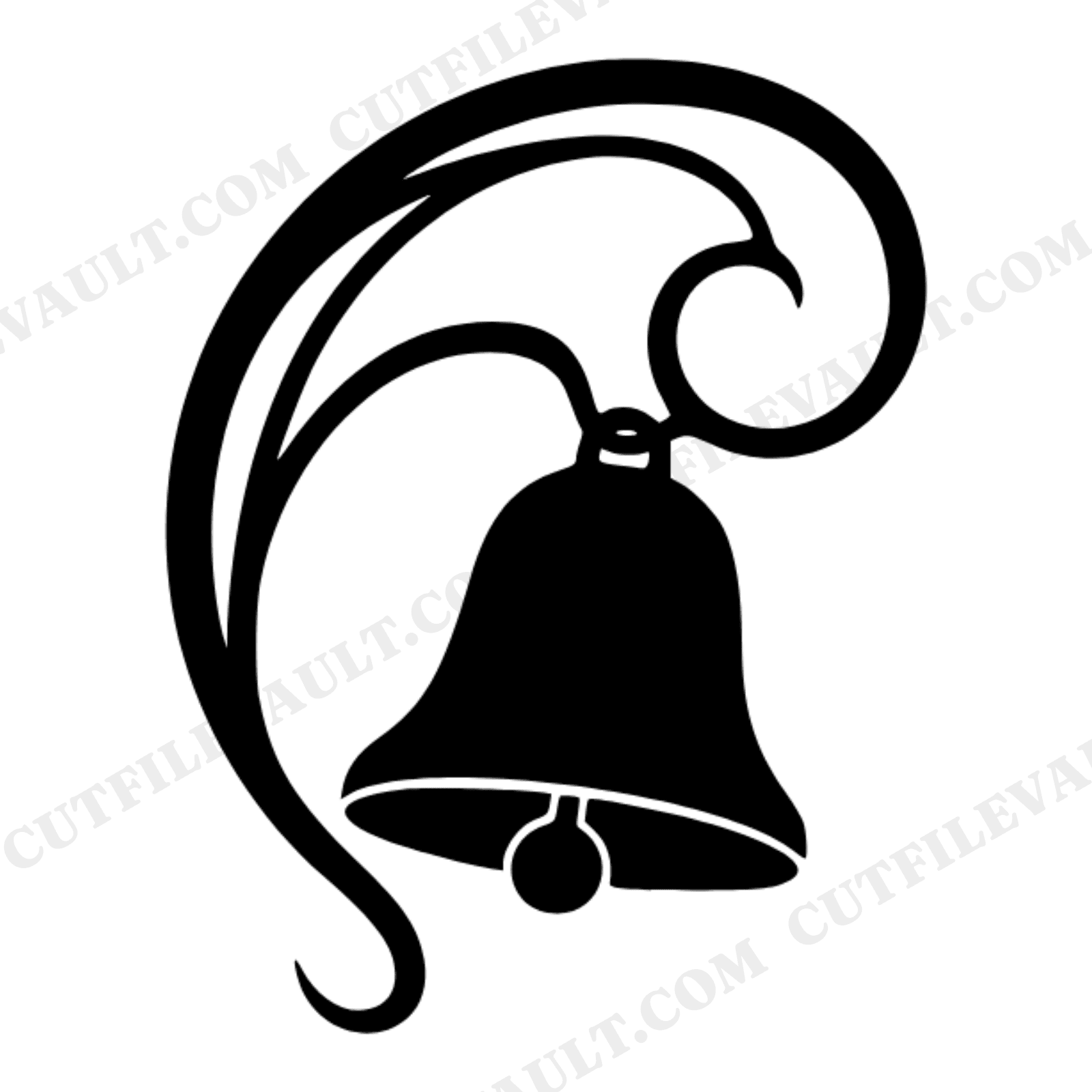 Art Nouveau Sleigh Bell SVG PNG, Scandinavian Christmas Line Art, Farmhouse Holiday Decor Cut File, view 1