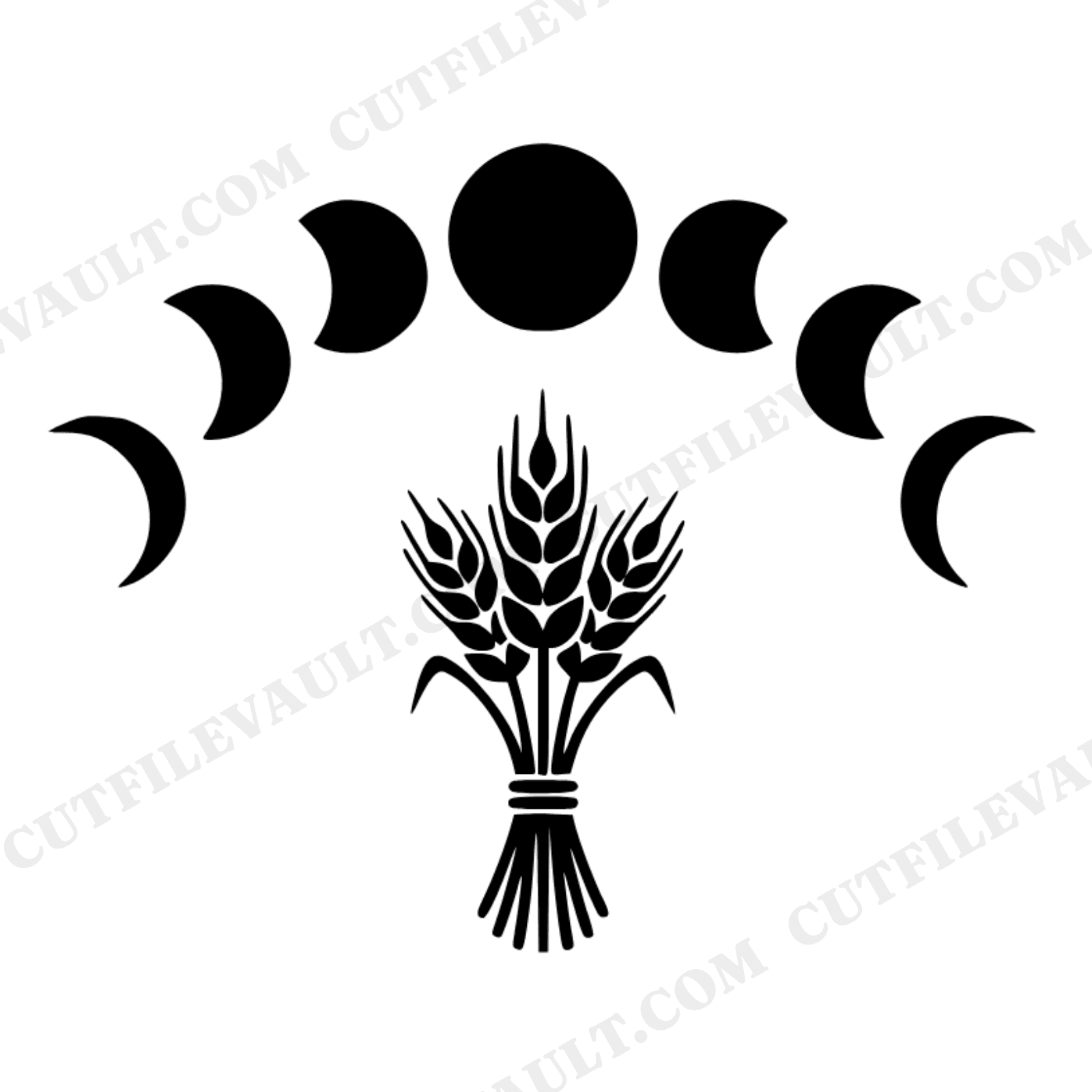 Autumn Equinox Moon Phase Wheat SVG PNG, Celestial Harvest Fall Decor Cut File, Cottagecore Farmhouse, view 1