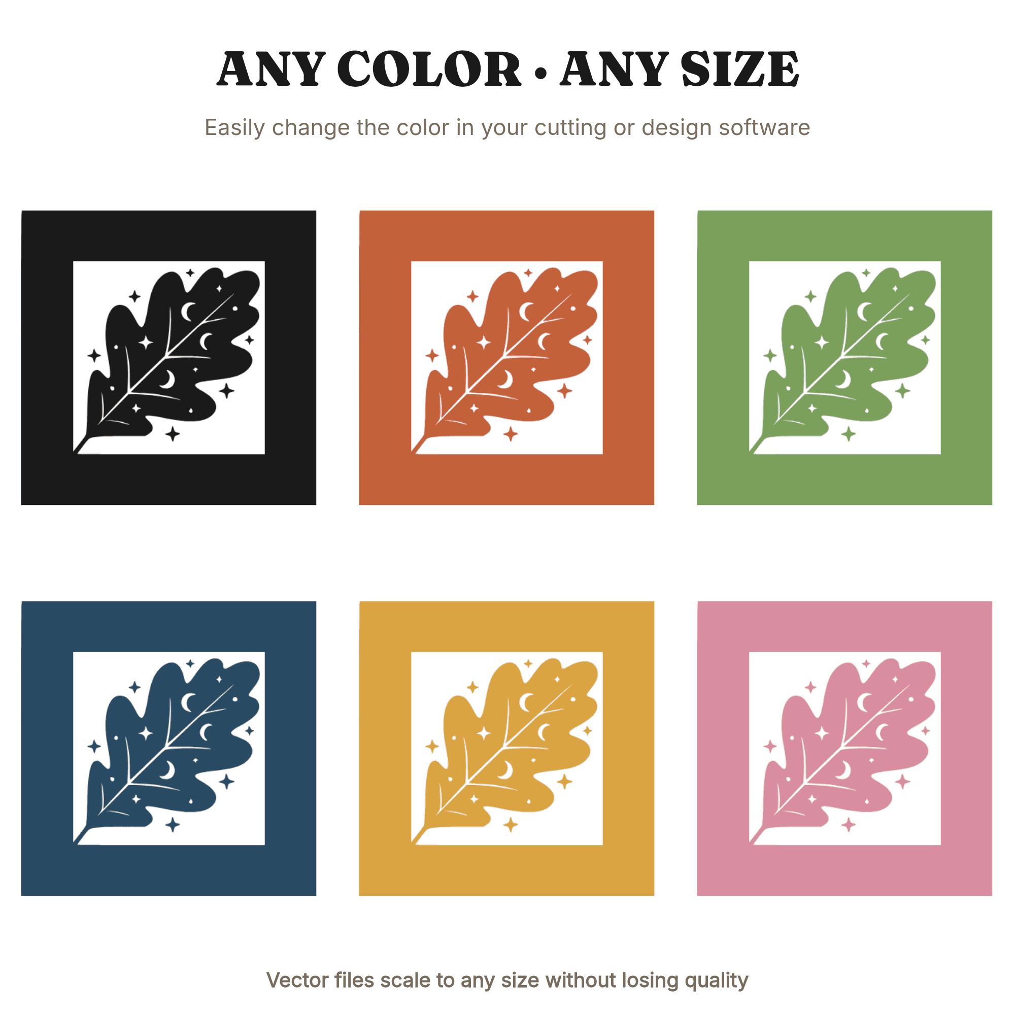 Mystic Oak Leaf Carpenter Square SVG PNG, Celestial Autumn Tool Cut File, Fall Workshop Craftsman, view 2
