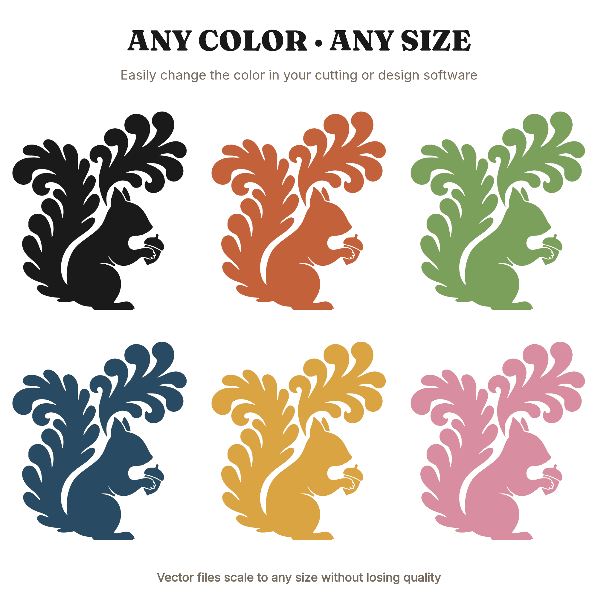 Groovy Squirrel SVG PNG, Retro Autumn Squirrel with Acorn Silhouette Cut File, Boho Fall Clipart, view 2