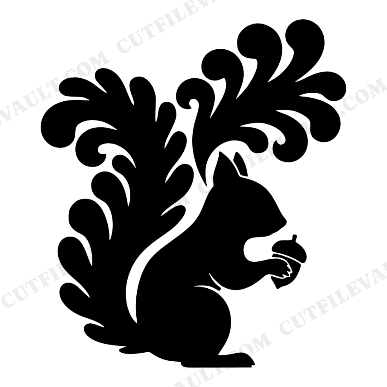 Groovy Squirrel SVG PNG, Retro Autumn Squirrel with Acorn Silhouette Cut File, Boho Fall Clipart, view 1