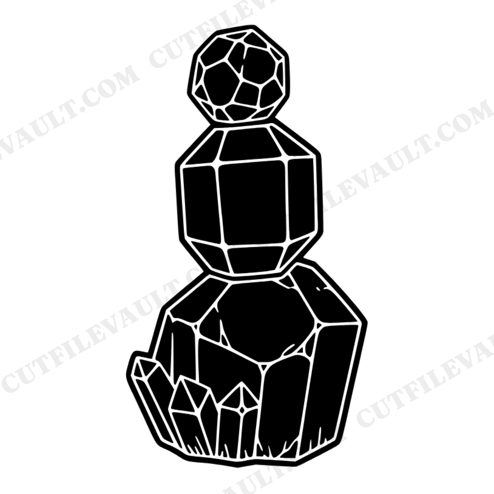 Rose Quartz Crystal Totem Stack SVG PNG, Mystical Crystal Cluster Cut File, Spiritual Home Decor, view 1