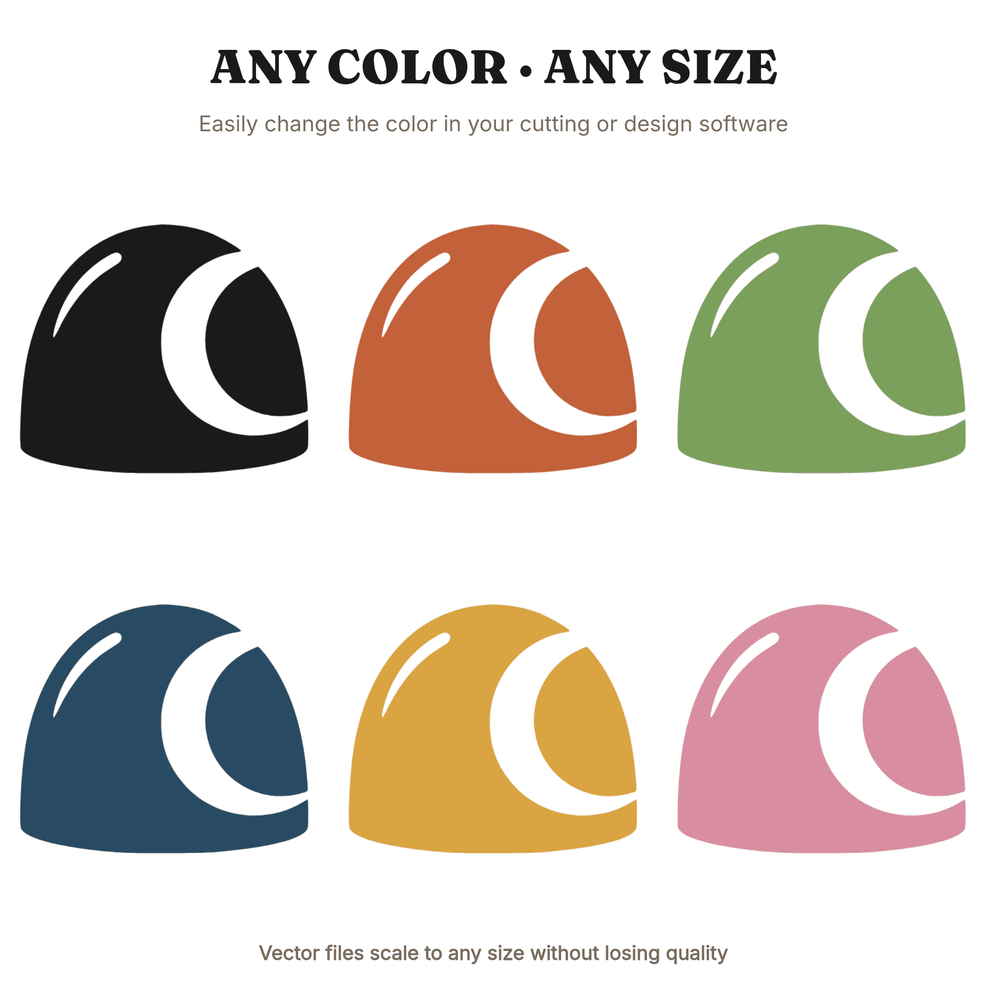 Celestial Cabochon Gemstone SVG PNG, Crescent Moon Aura Cut File, Mystical Jewelry Design, view 2