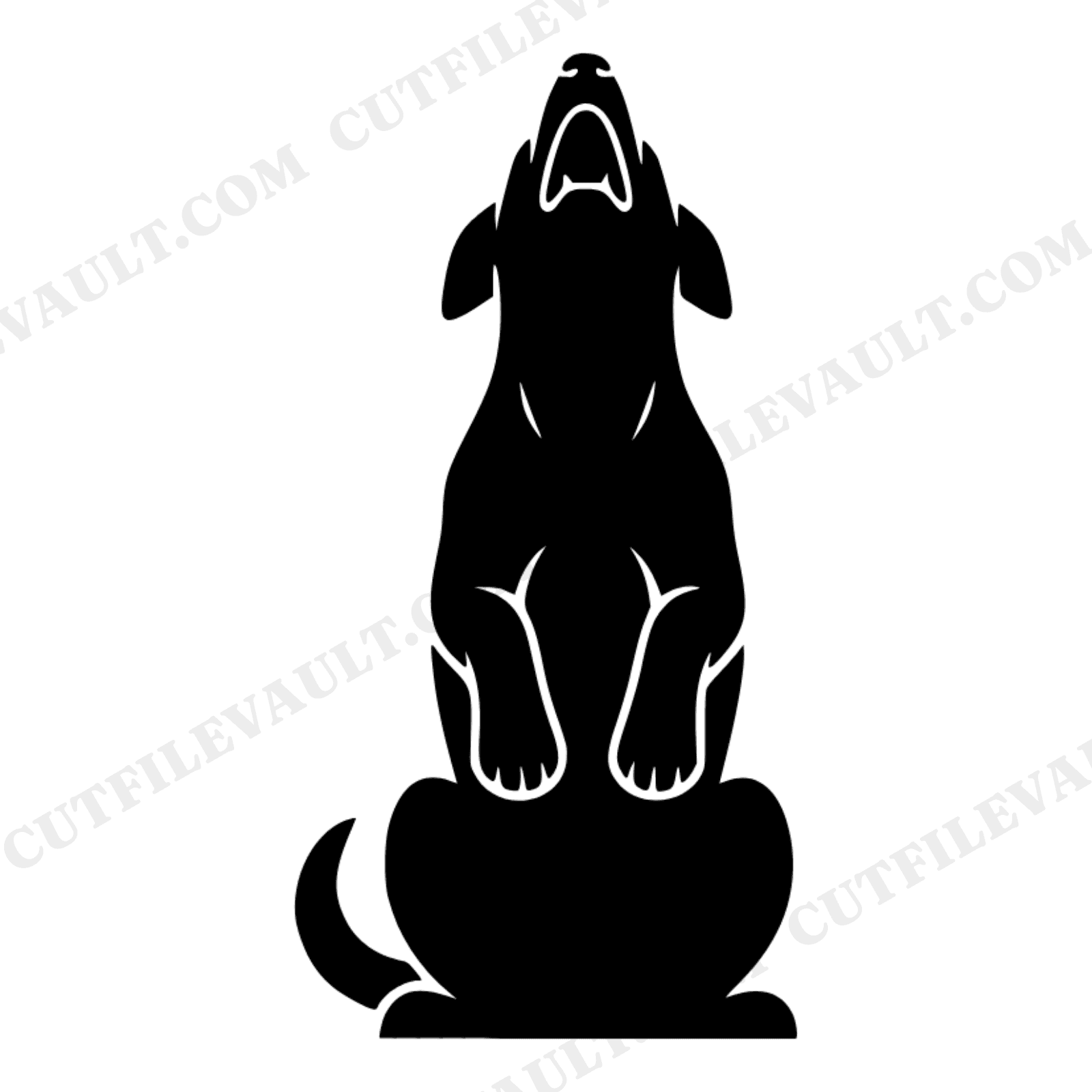 Midnight Howl New Year Dog Silhouette SVG PNG Mid Century Minimal Cut File for Party Decor, view 1