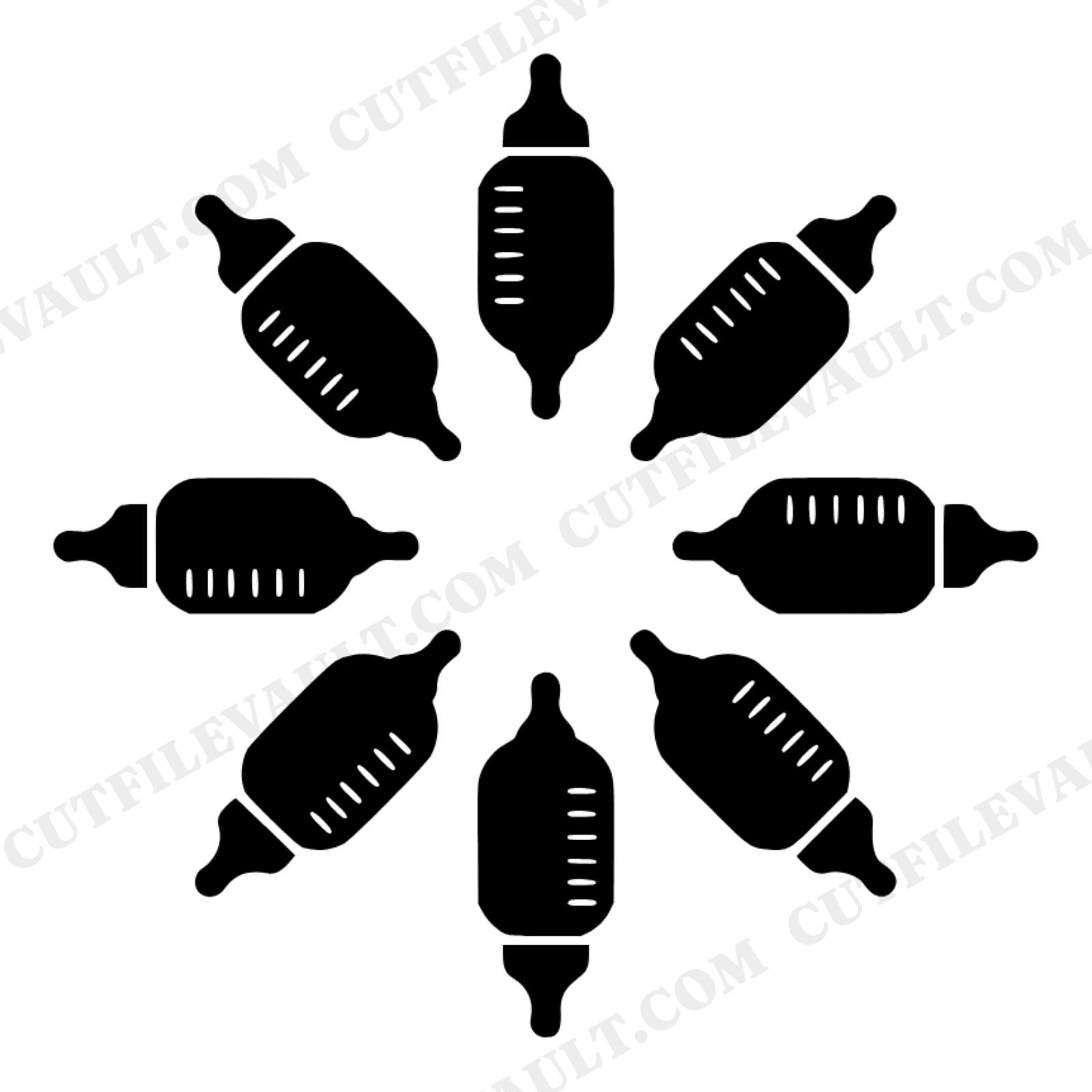 Baby Bottle Mandala SVG PNG, Sunburst First Birthday Cut File, Mid Century Kids Party Decor, view 1